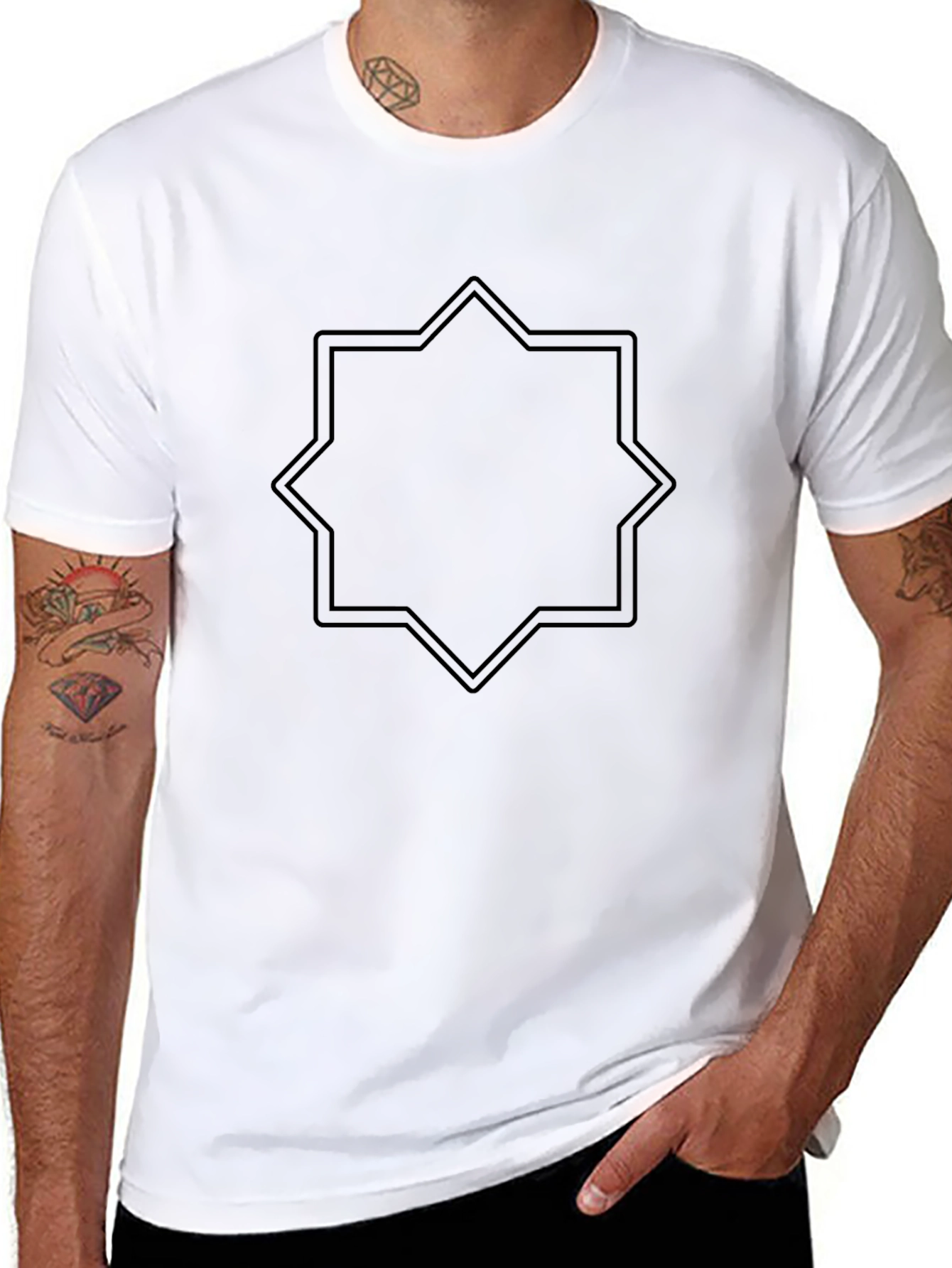 Geometric Star Graphic Black T-Shirt