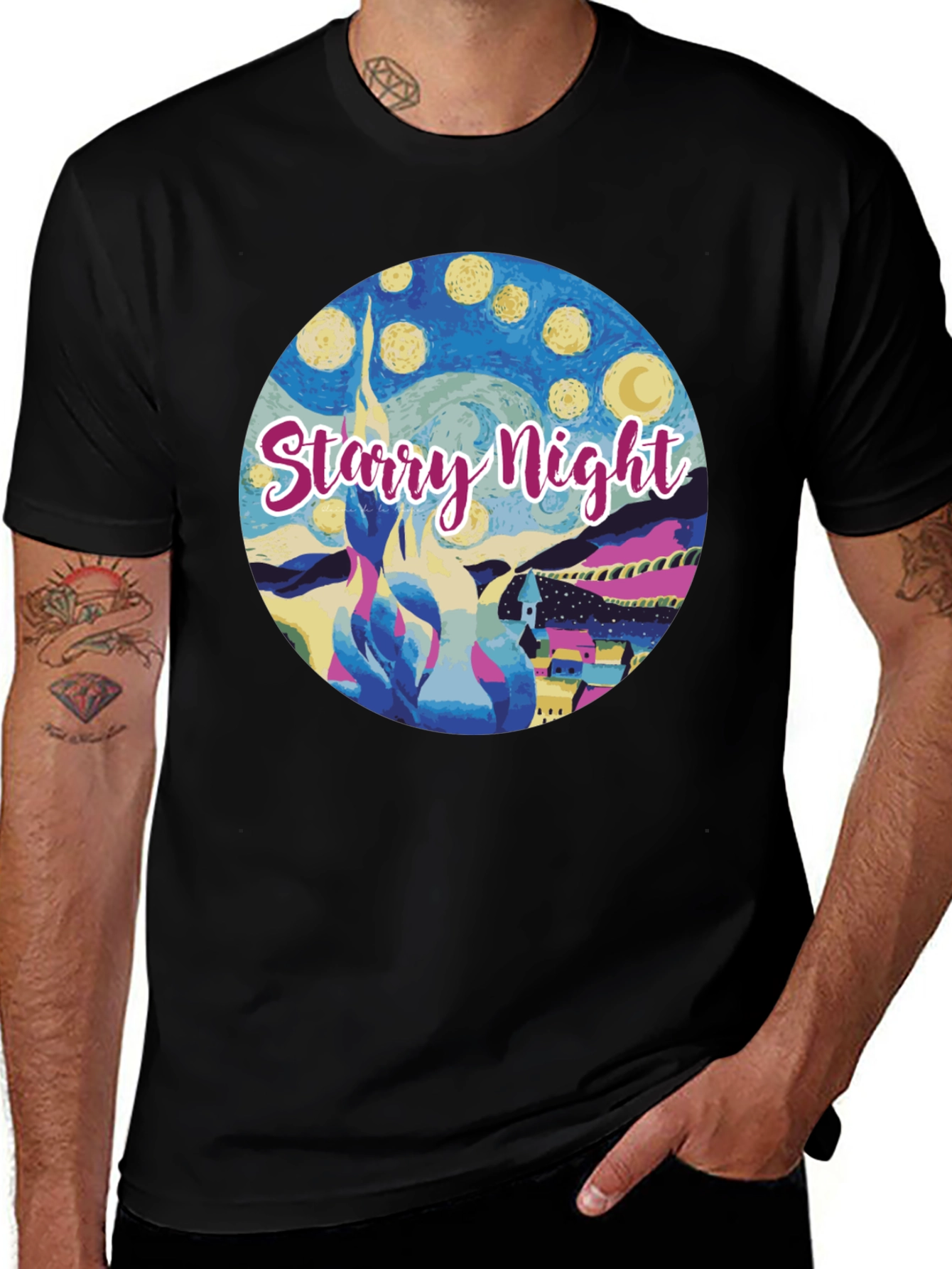 Starry Night Graphic Tee - Artistic Comfort