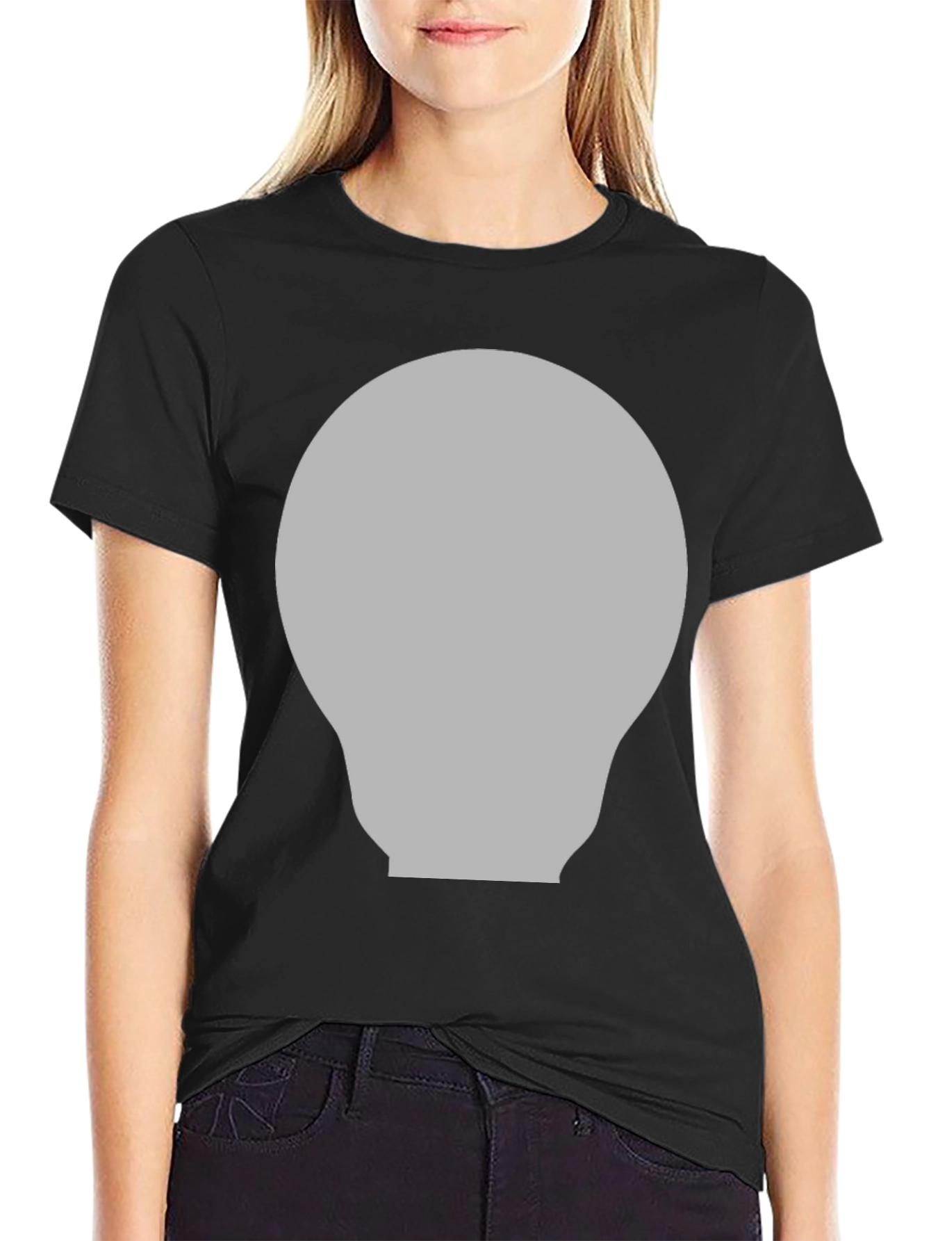 Gray Lightbulb Graphic Black T-Shirt