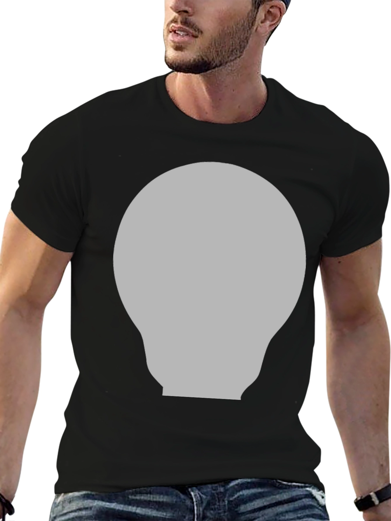 Gray Lightbulb Graphic Black T-Shirt