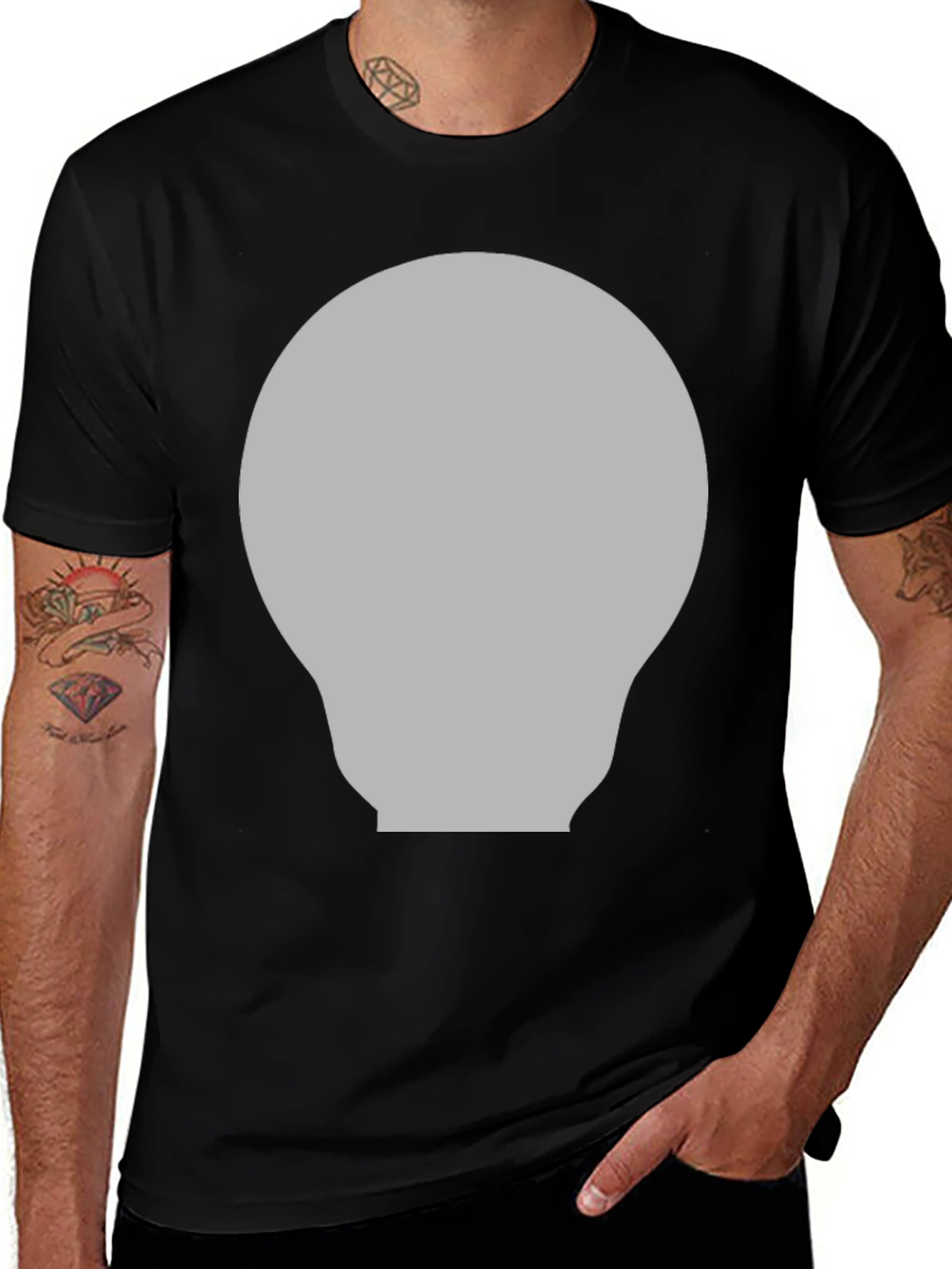 Gray Lightbulb Graphic Black T-Shirt