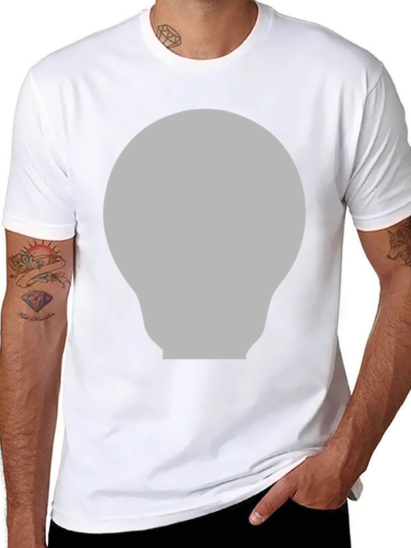 Gray Lightbulb Graphic Black T-Shirt