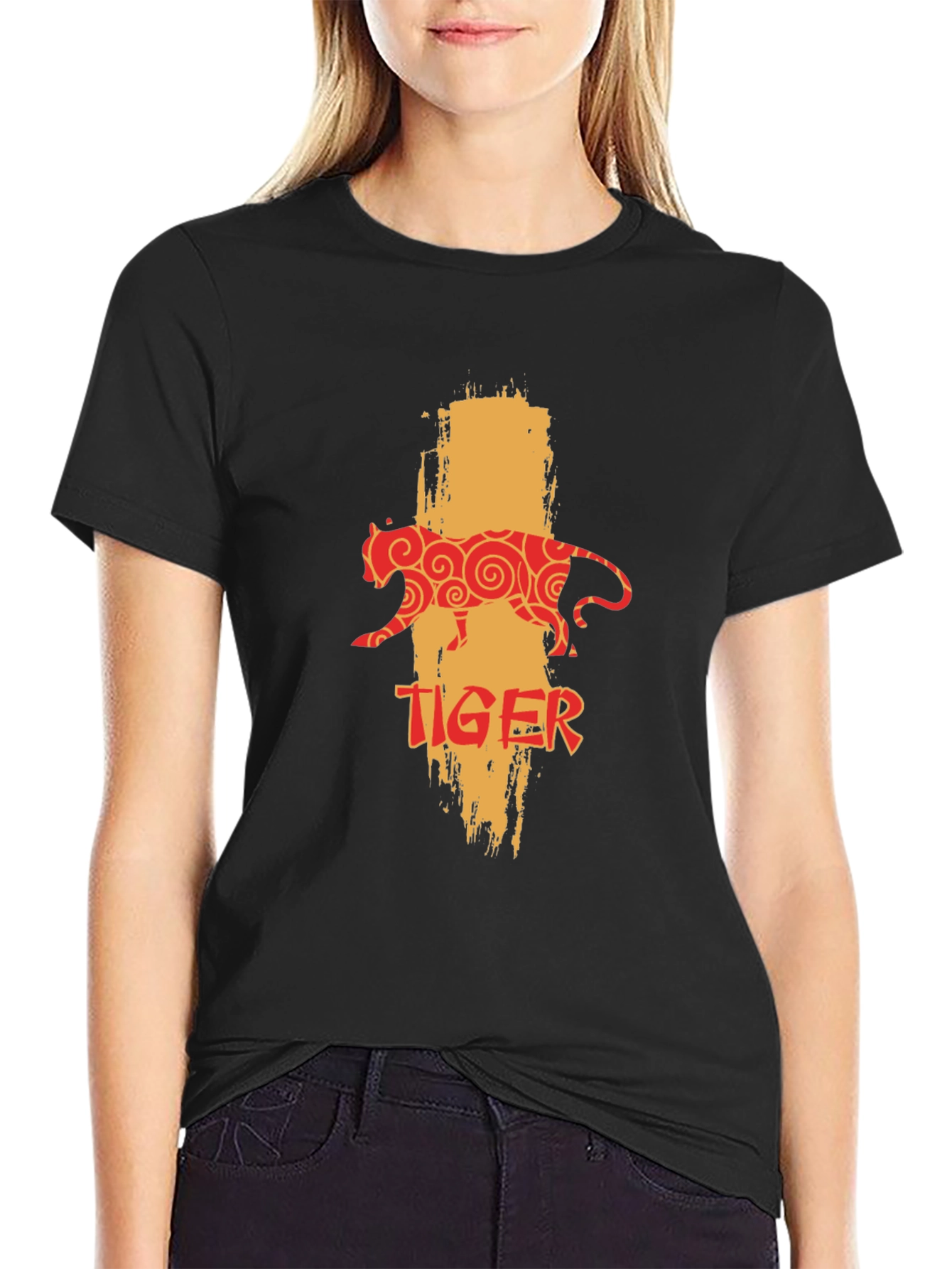 Tiger Graphic Print Black T-Shirt