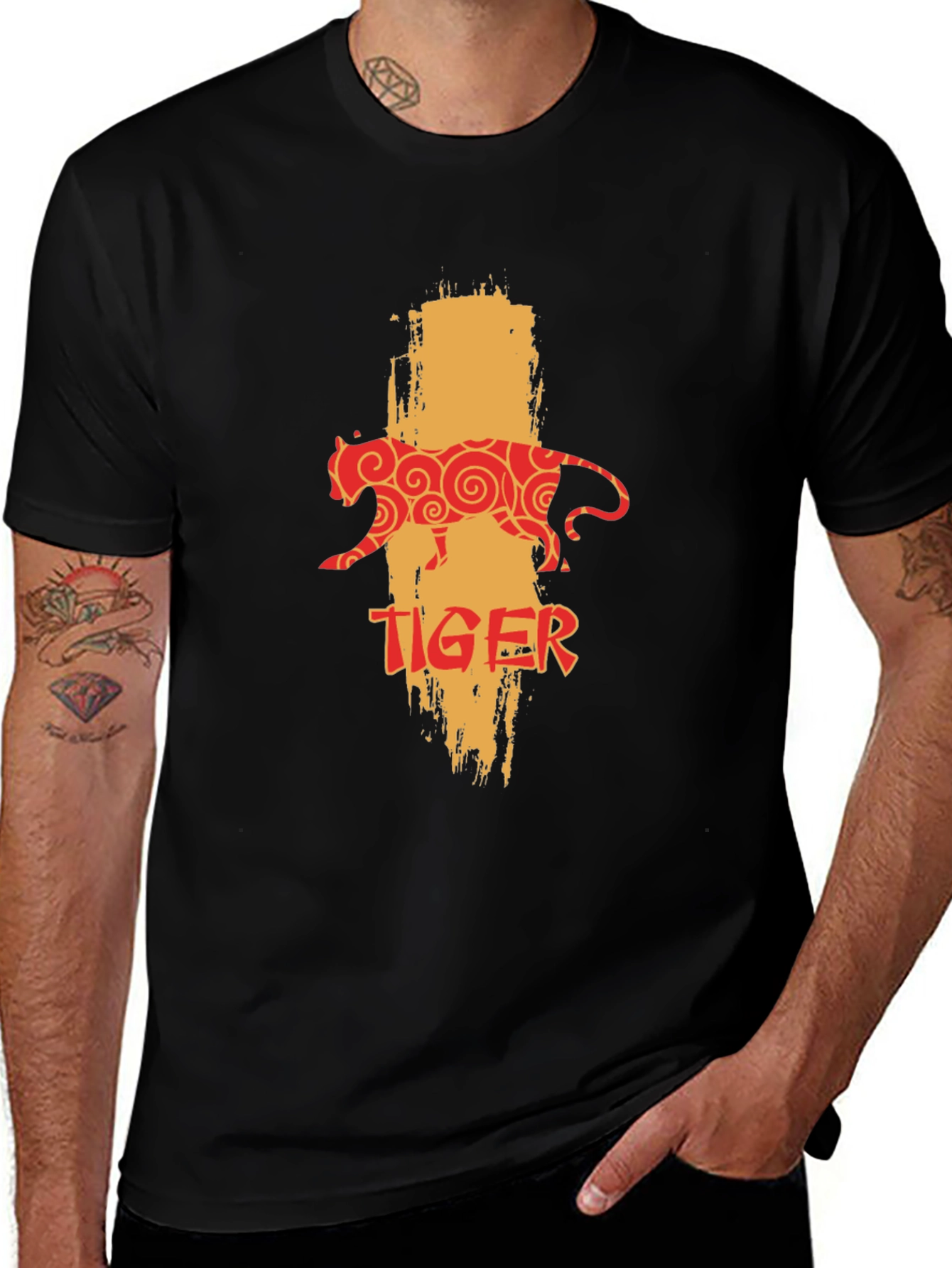 Tiger Graphic Print Black T-Shirt