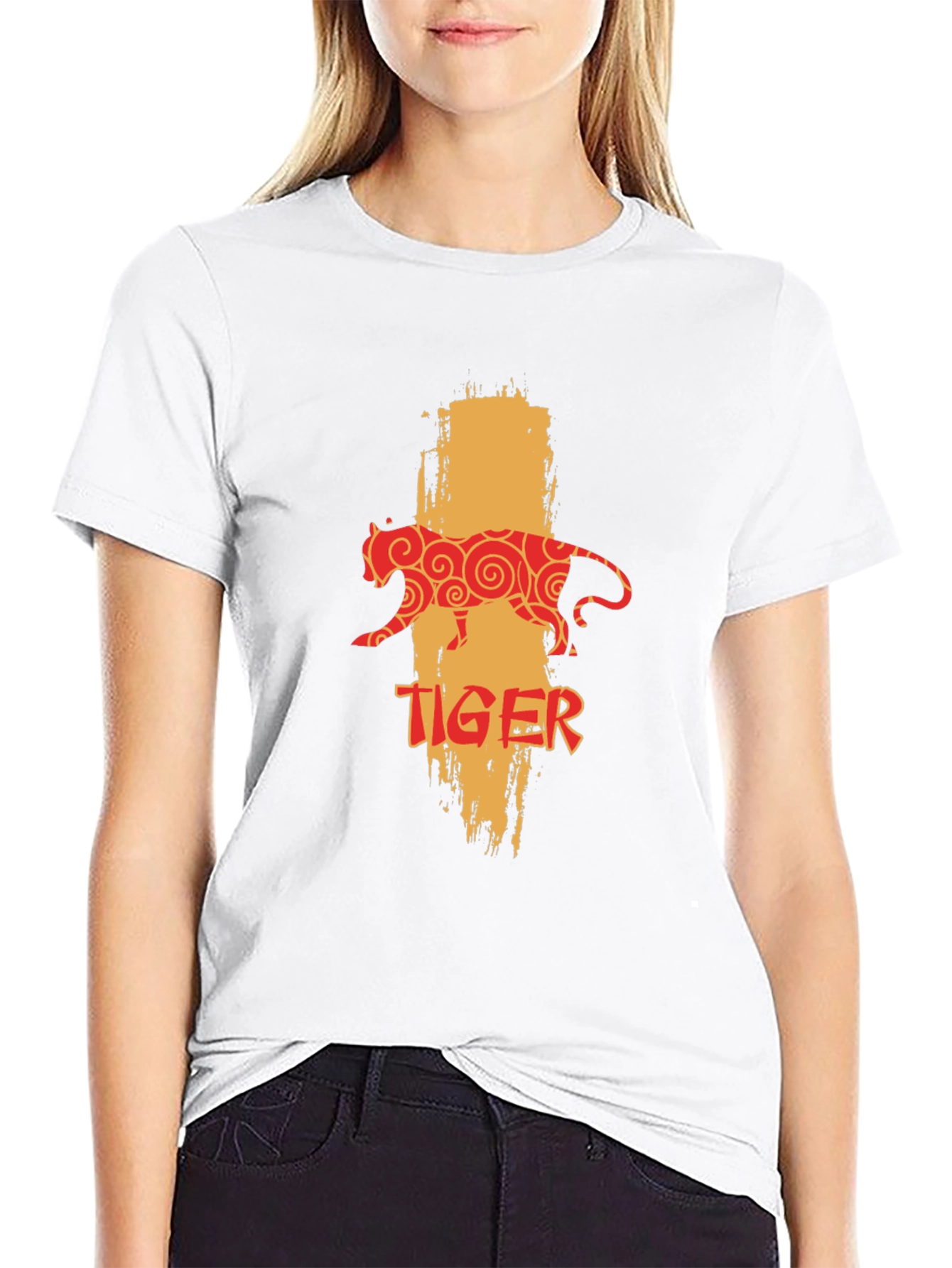 Tiger Graphic Print Black T-Shirt