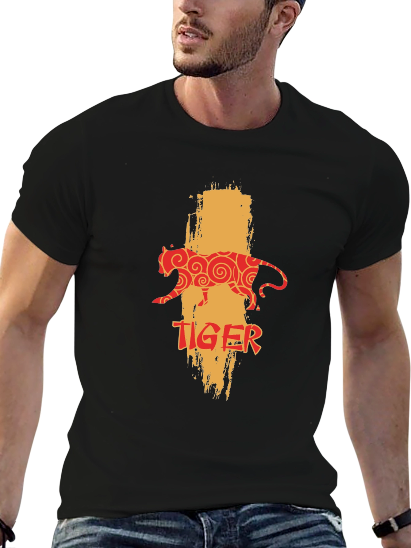 Tiger Graphic Print Black T-Shirt