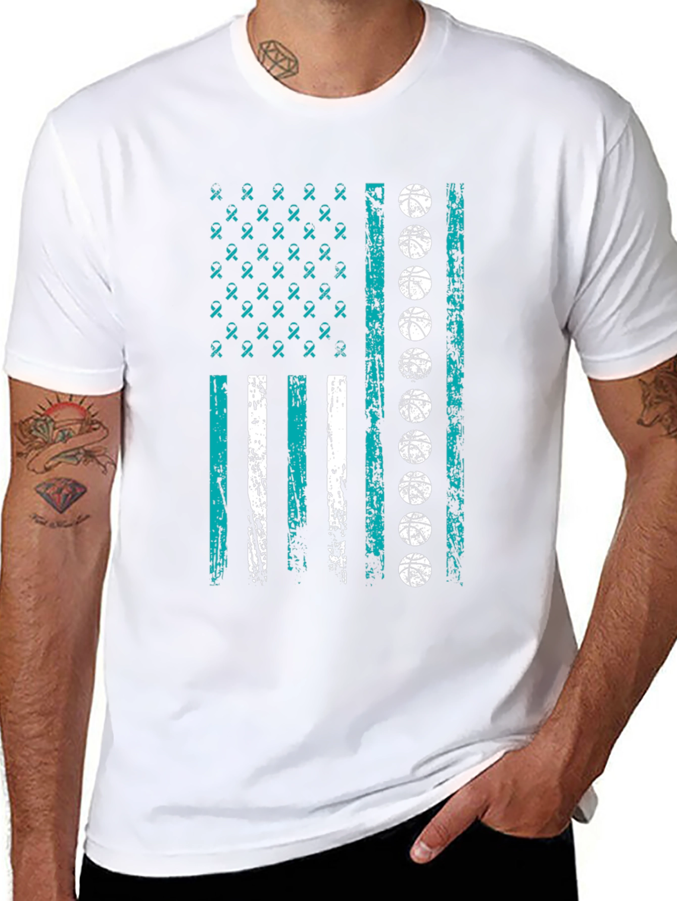 Basketball Ribbon Flag Graphic Tee