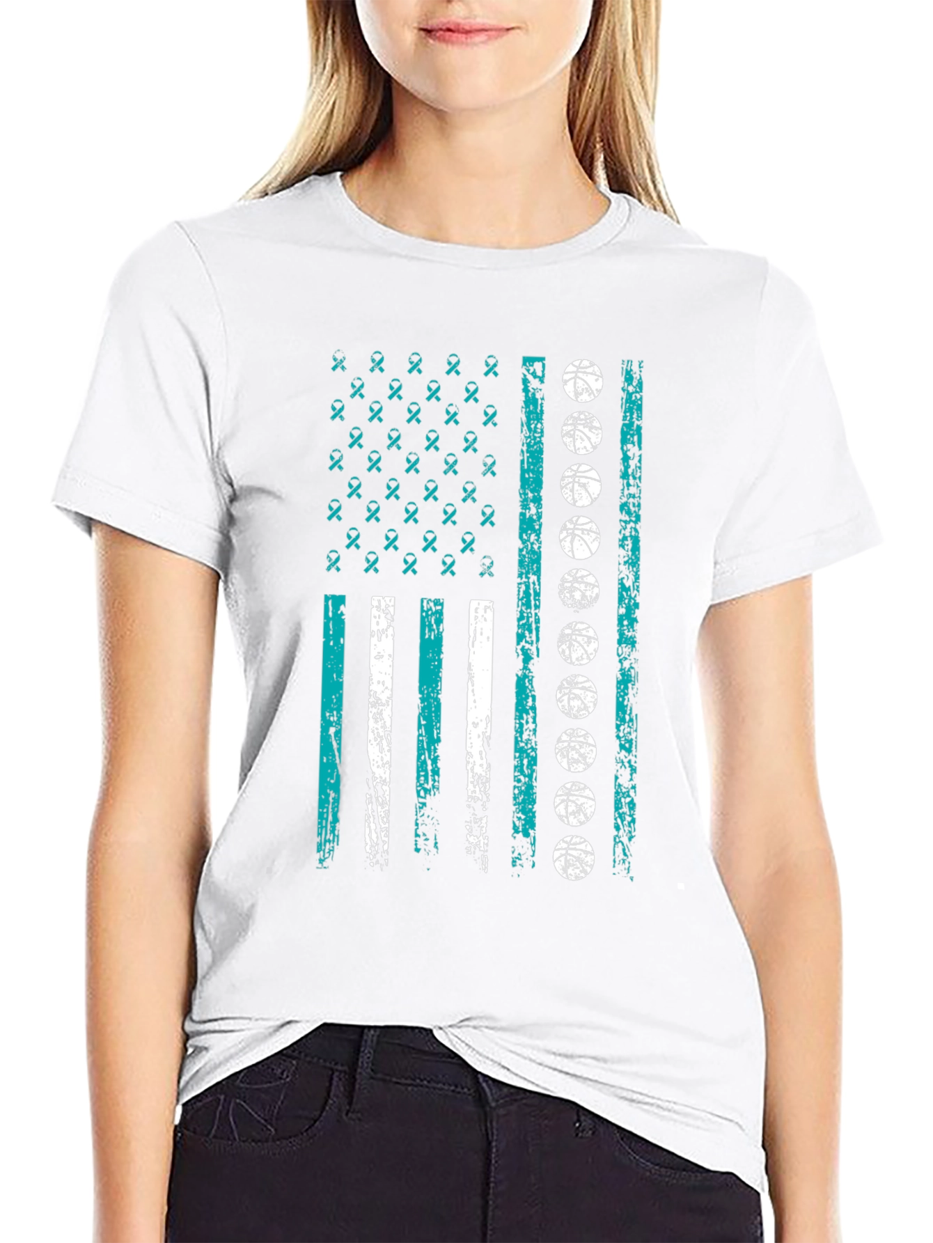 Basketball Ribbon Flag Graphic Tee