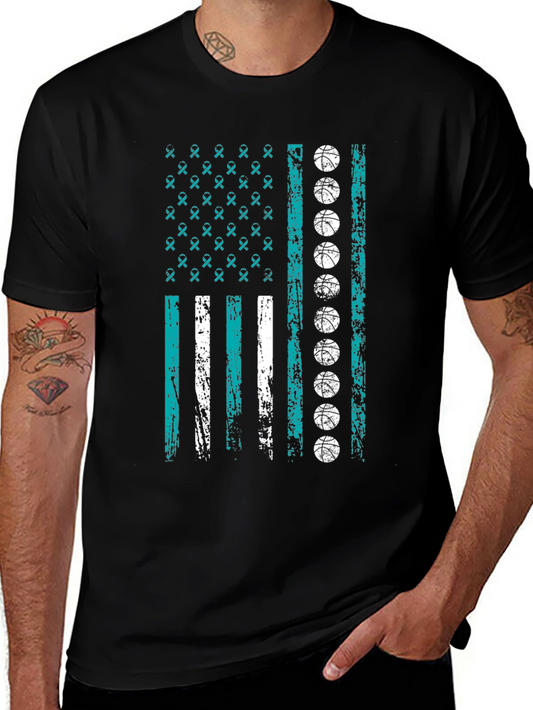Basketball Ribbon Flag Graphic Tee