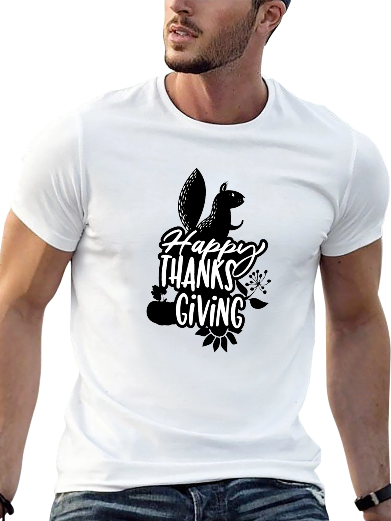Happy Thanksgiving Squirrel Graphic T-Shirt