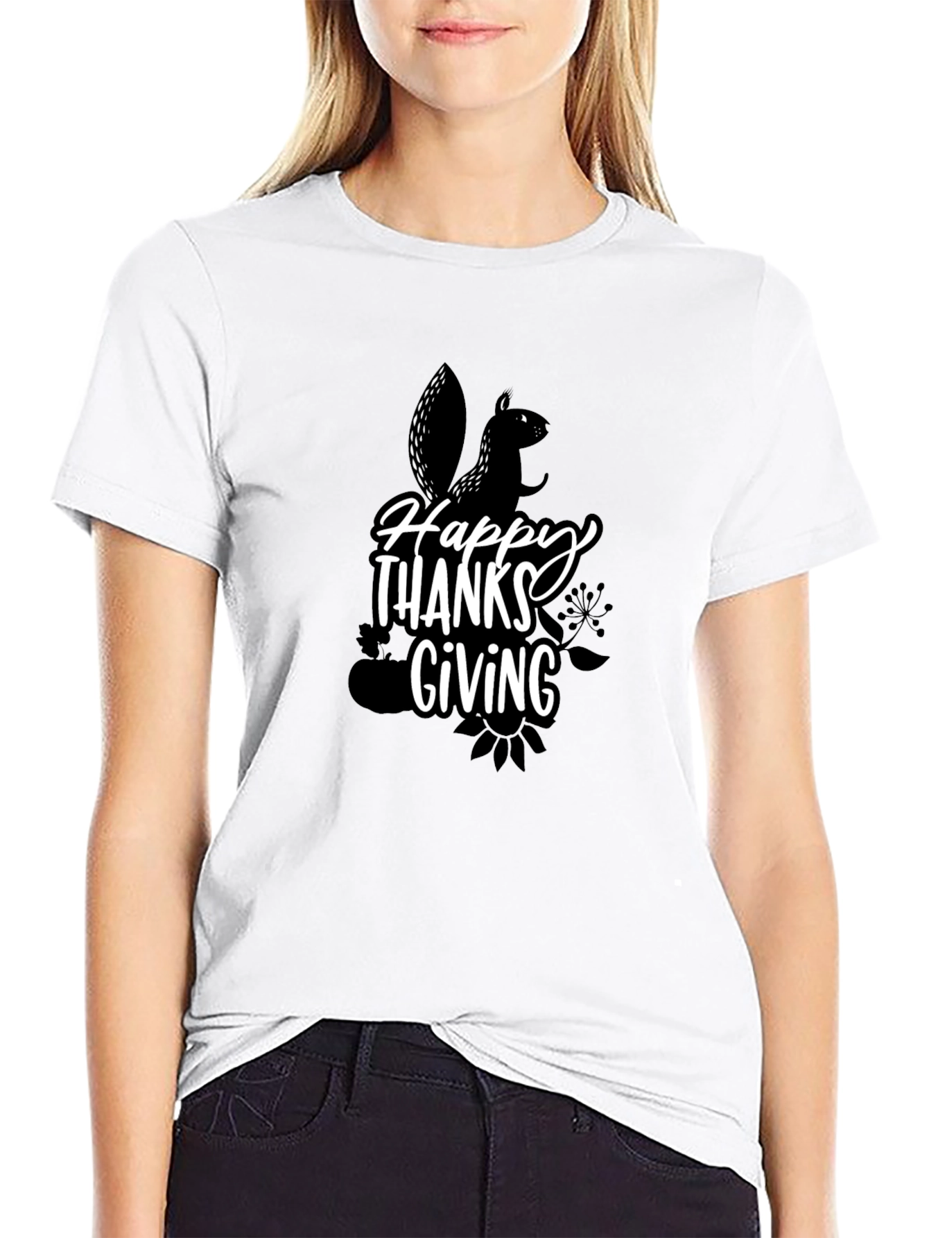 Happy Thanksgiving Squirrel Graphic T-Shirt