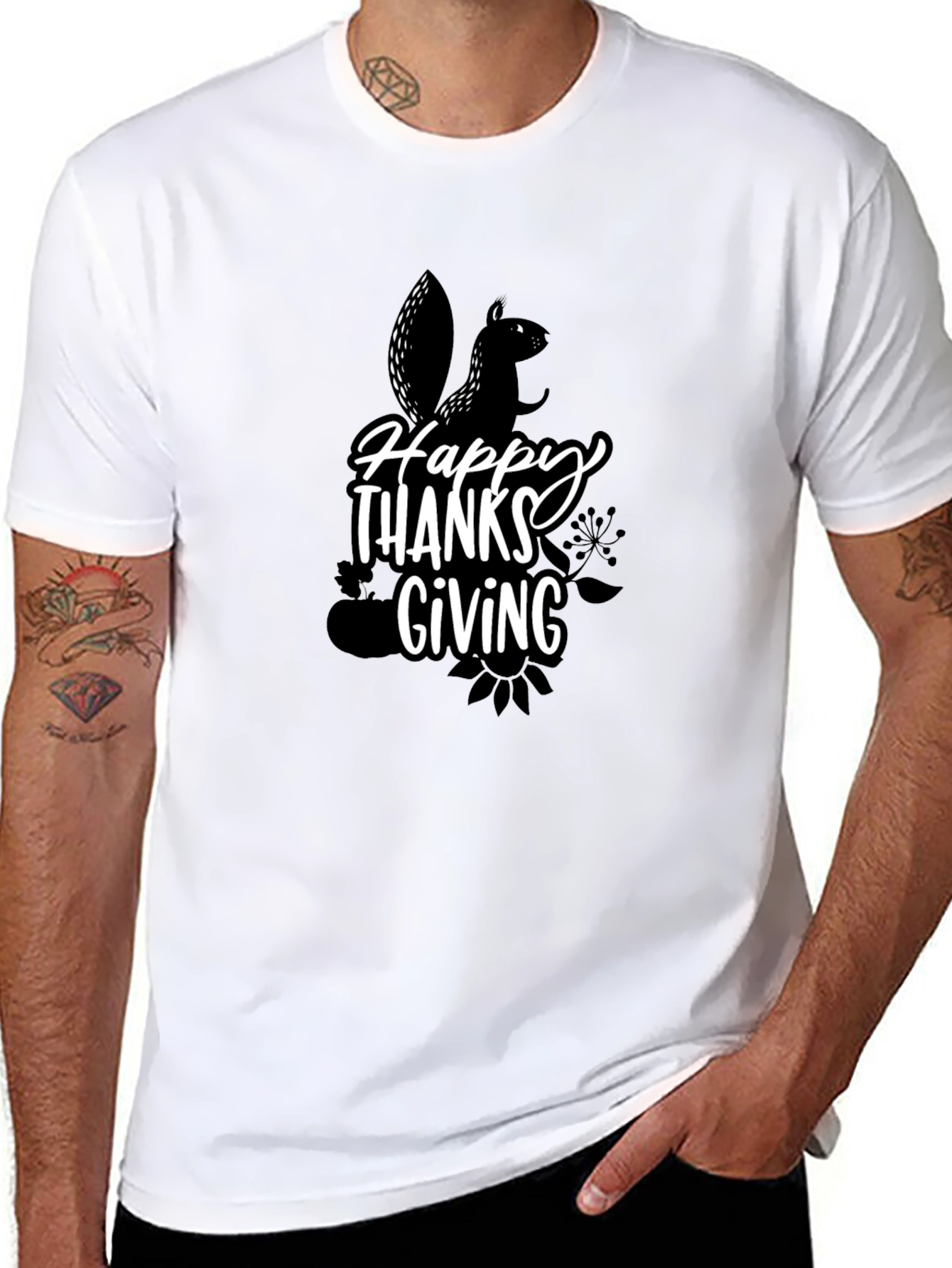 Happy Thanksgiving Squirrel Graphic T-Shirt