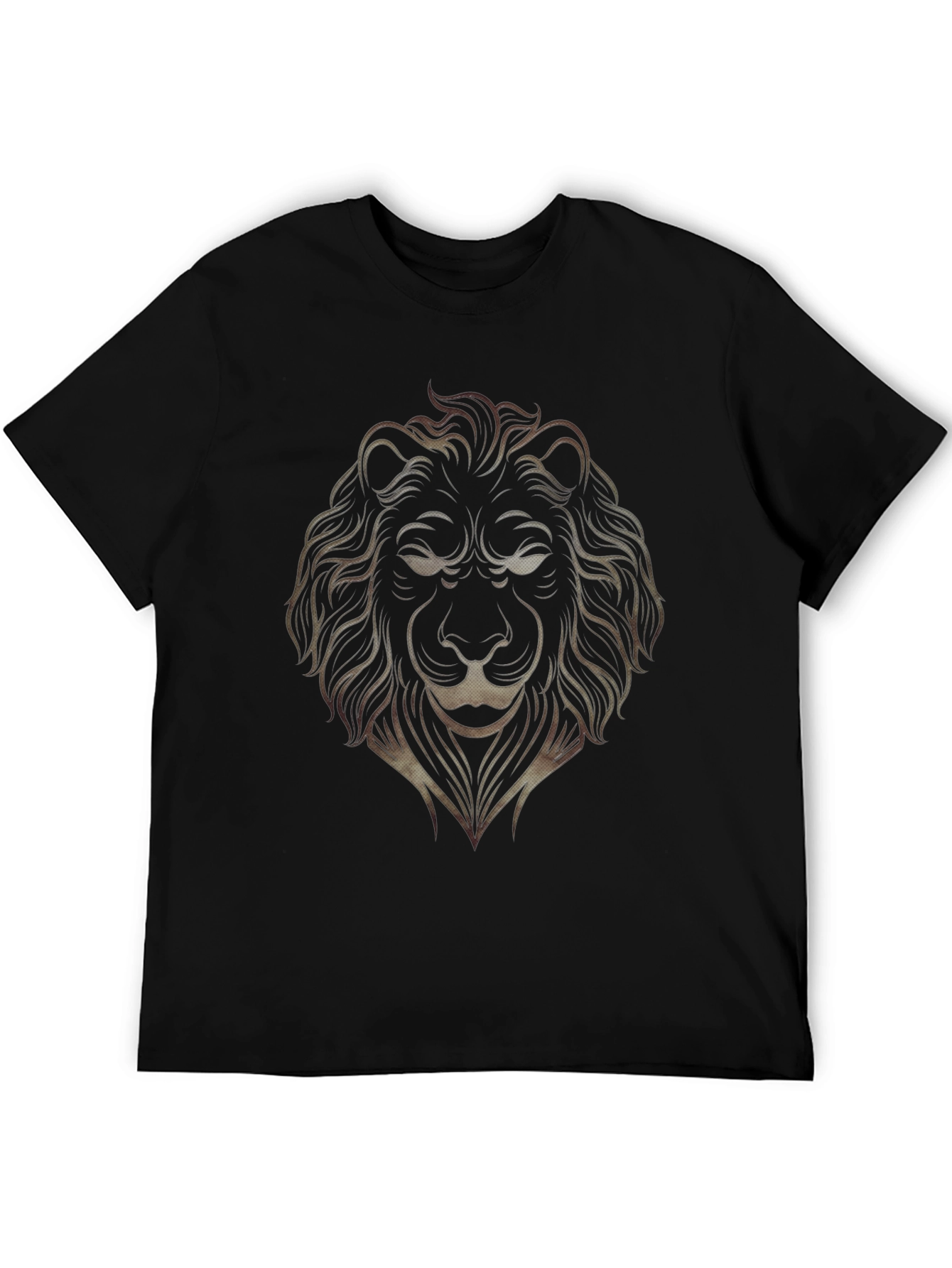 Lion Graphic Print Mens Black T-Shirt