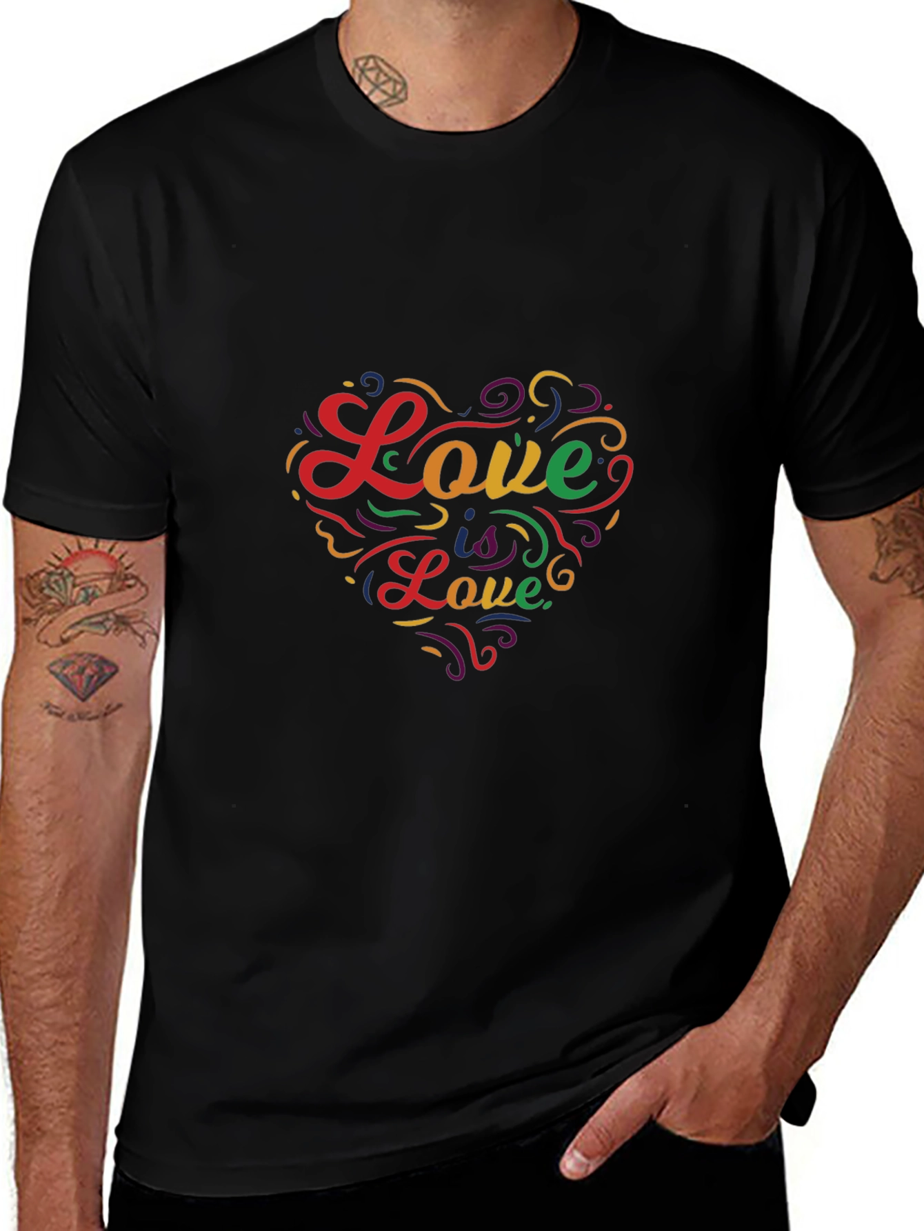 Love is Love Heart Graphic Tee - Black