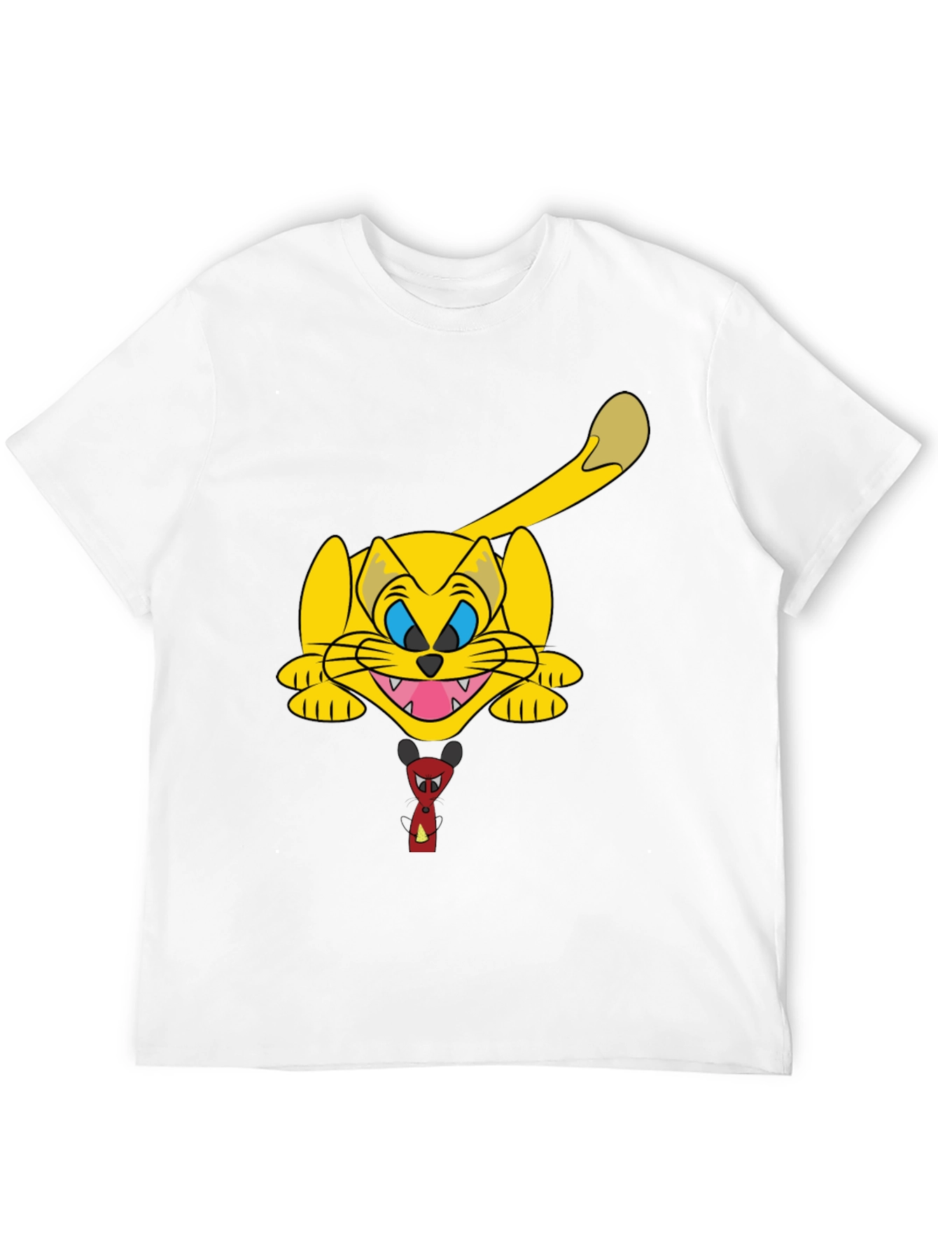 Cartoon Cat Graphic Black T-Shirt