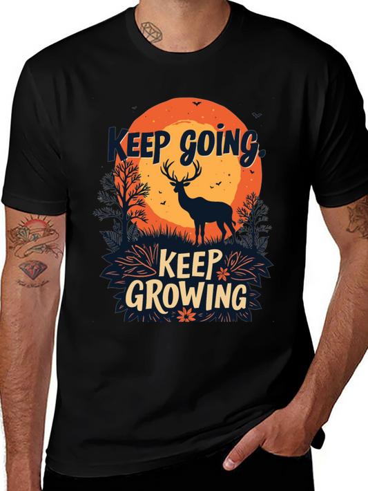 Keep Going Keep Growing Black Graphic T-Shirt