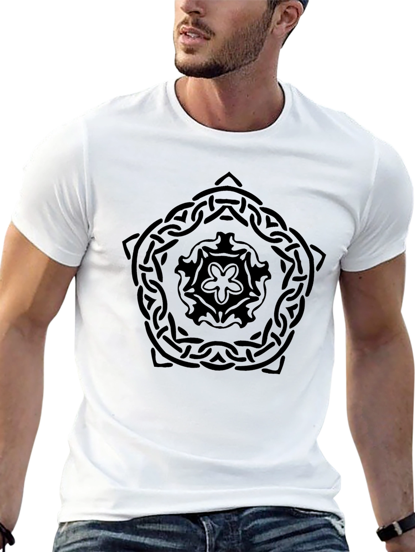 Celtic Knot Mandala Graphic Black T-Shirt