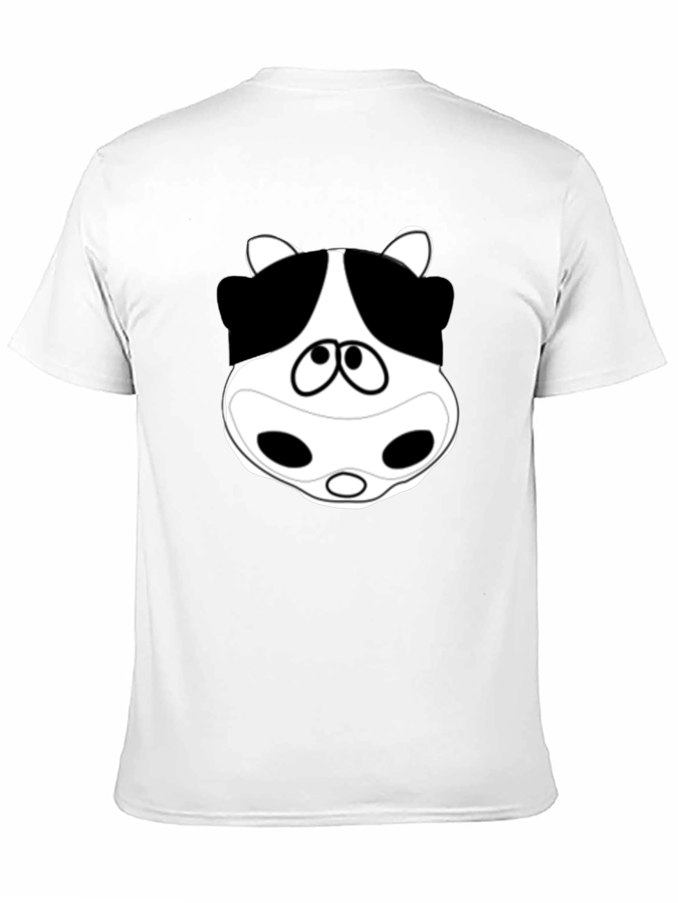 Cartoon Cow Face Black T-Shirt