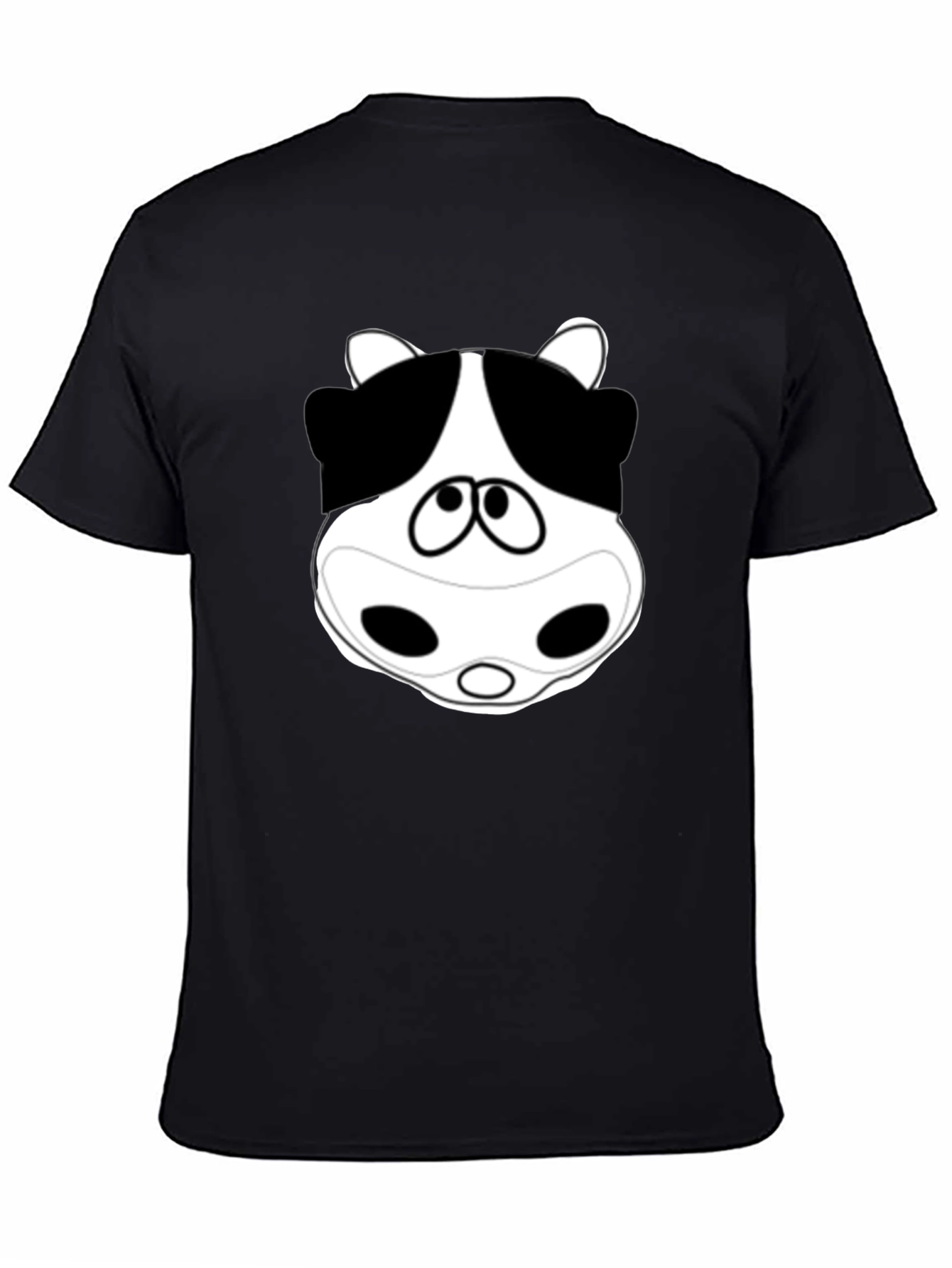 Cartoon Cow Face Black T-Shirt
