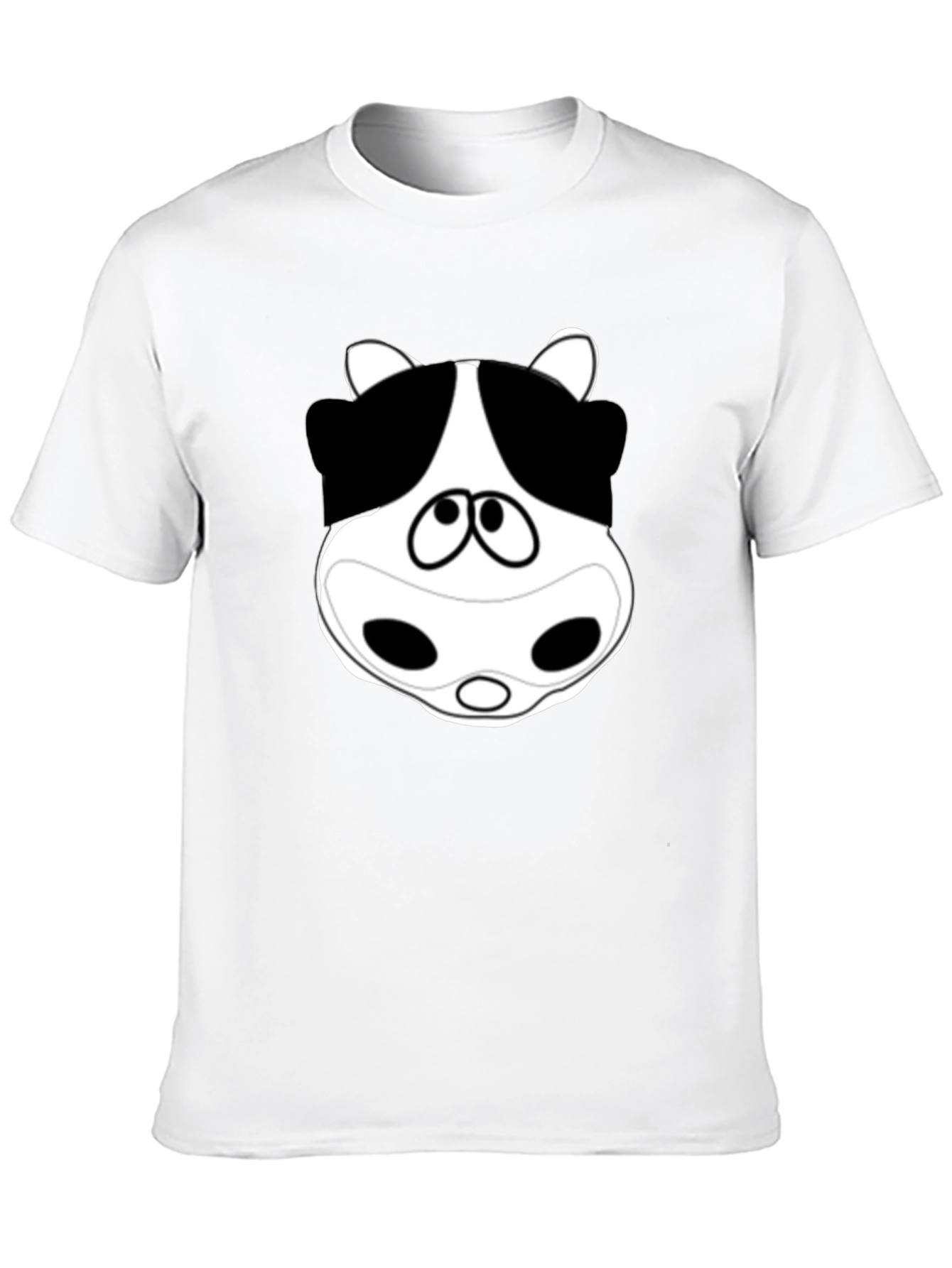 Cartoon Cow Face Black T-Shirt