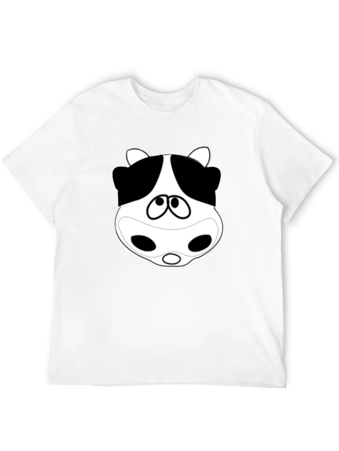 Cartoon Cow Face Black T-Shirt
