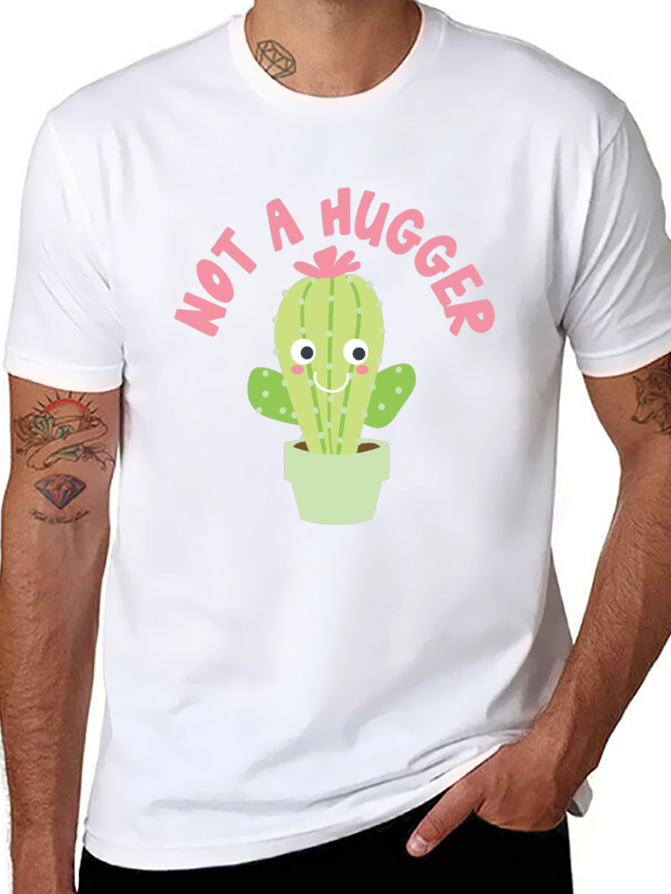 Not A Hugger Cactus Graphic T-Shirt