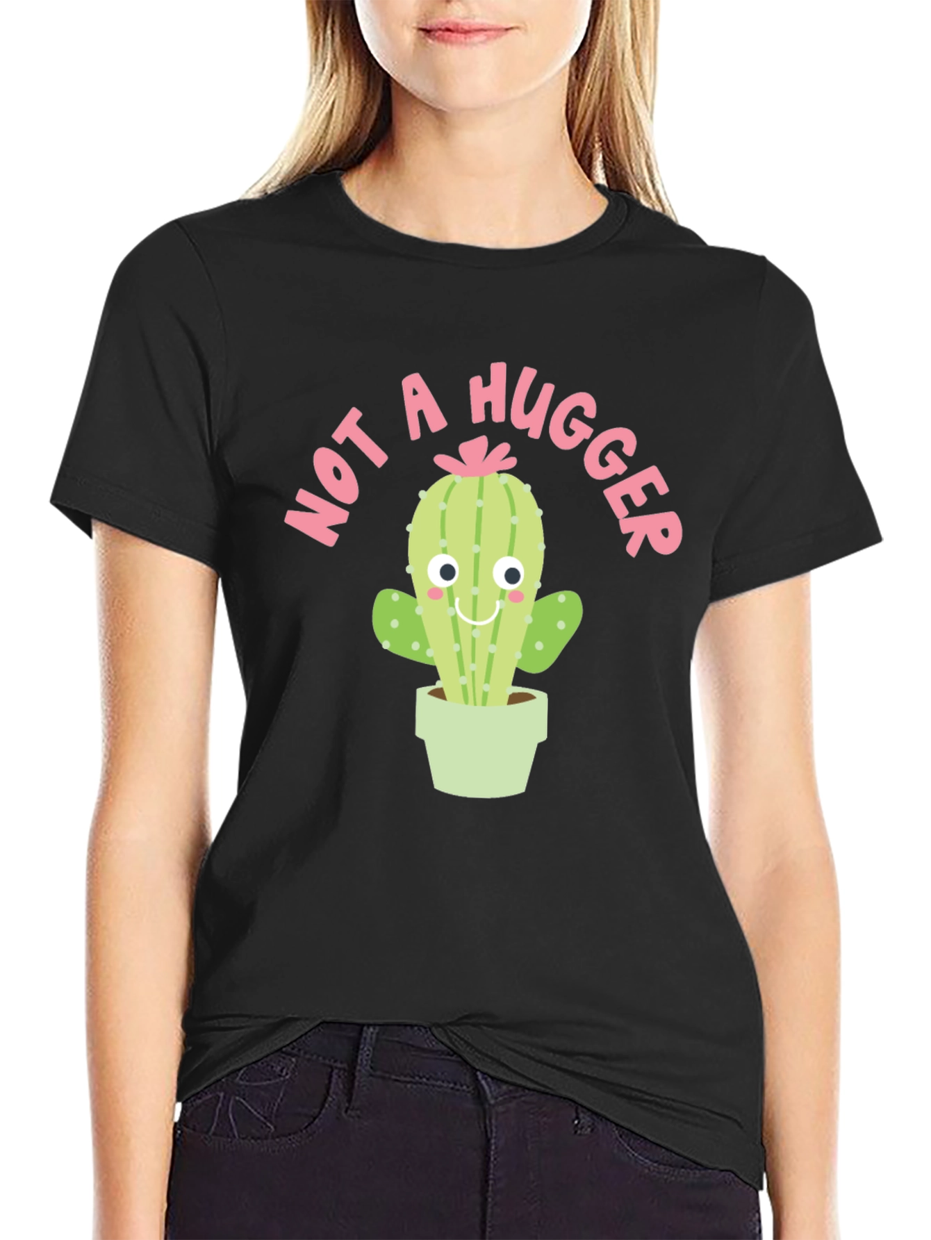 Not A Hugger Cactus Graphic T-Shirt