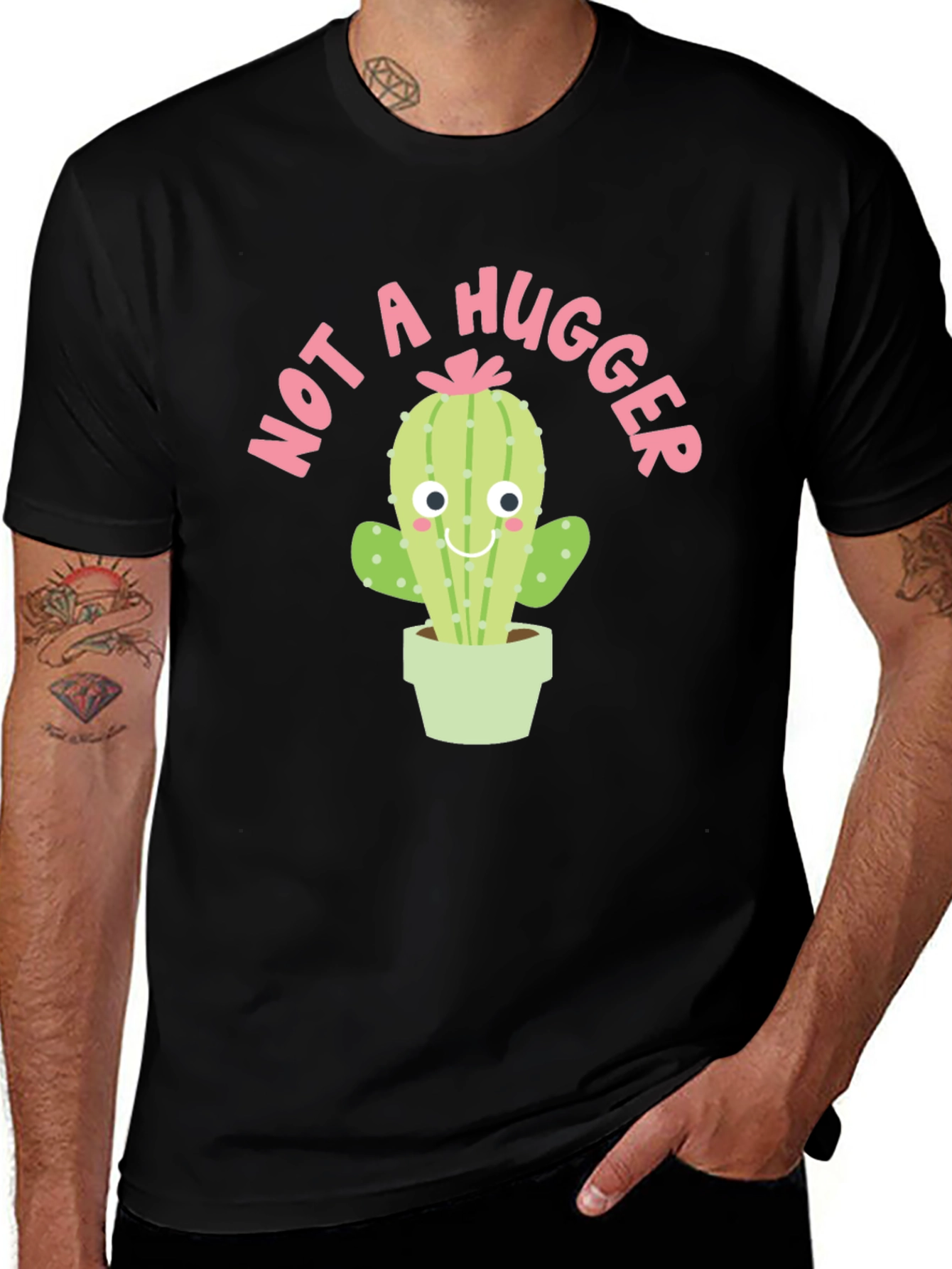 Not A Hugger Cactus Graphic T-Shirt