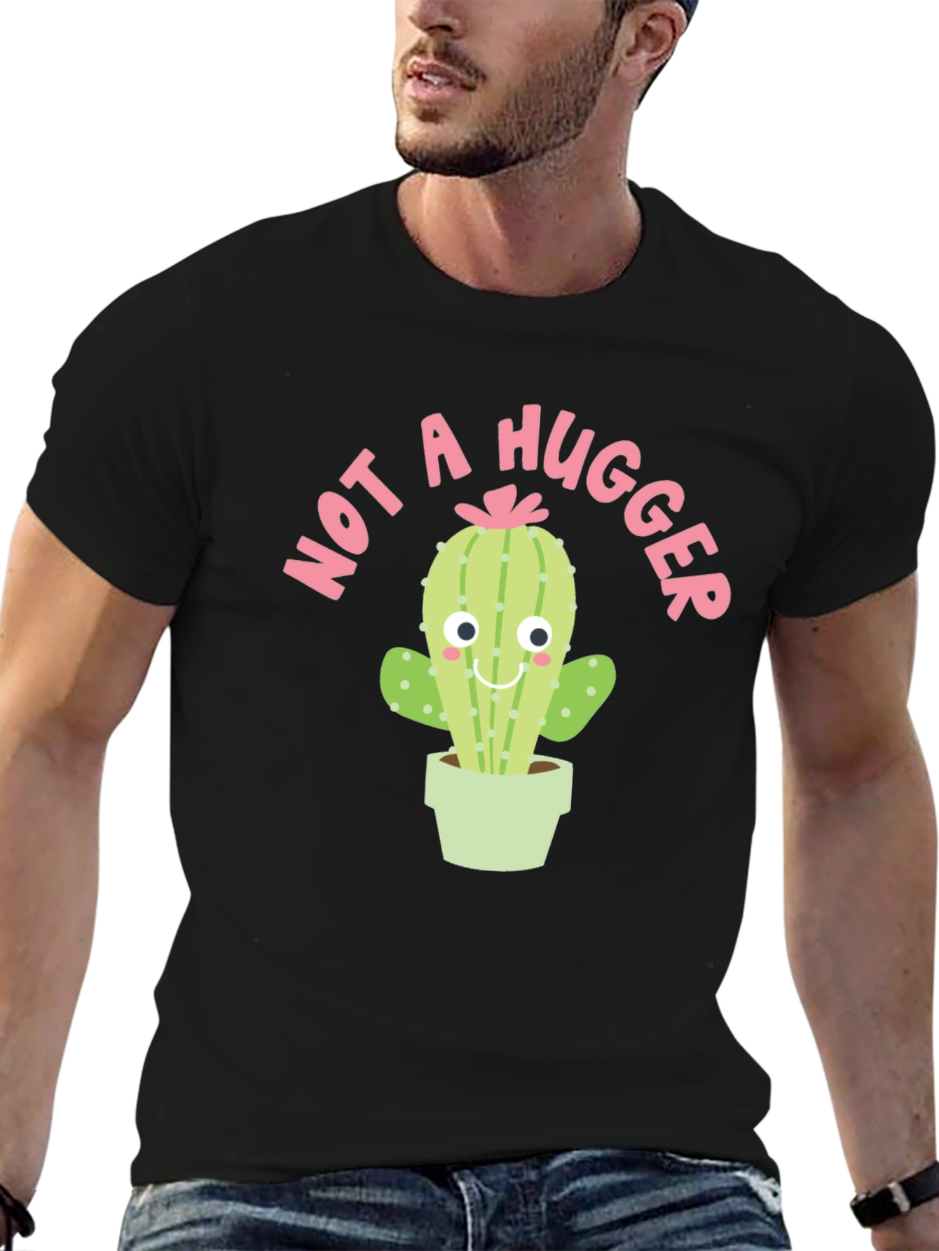 Not A Hugger Cactus Graphic T-Shirt
