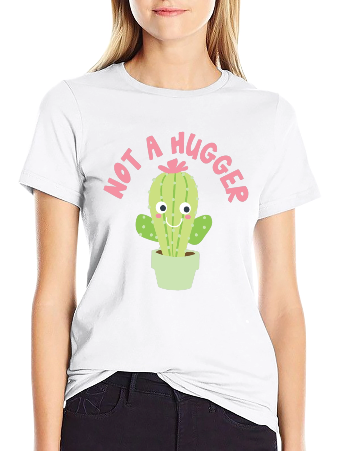 Not A Hugger Cactus Graphic T-Shirt