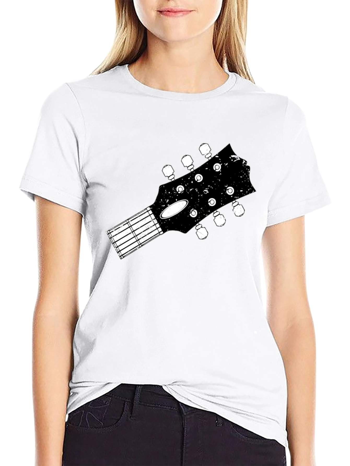 Guitar Headstock Graphic Tee - Black