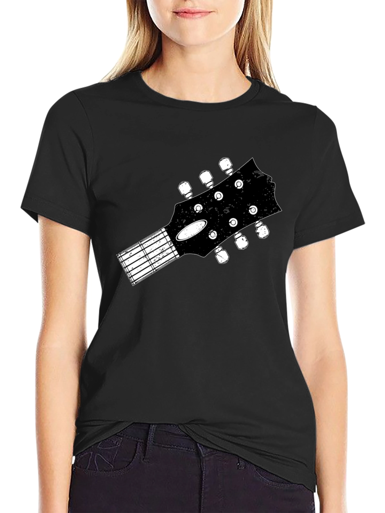 Guitar Headstock Graphic Tee - Black