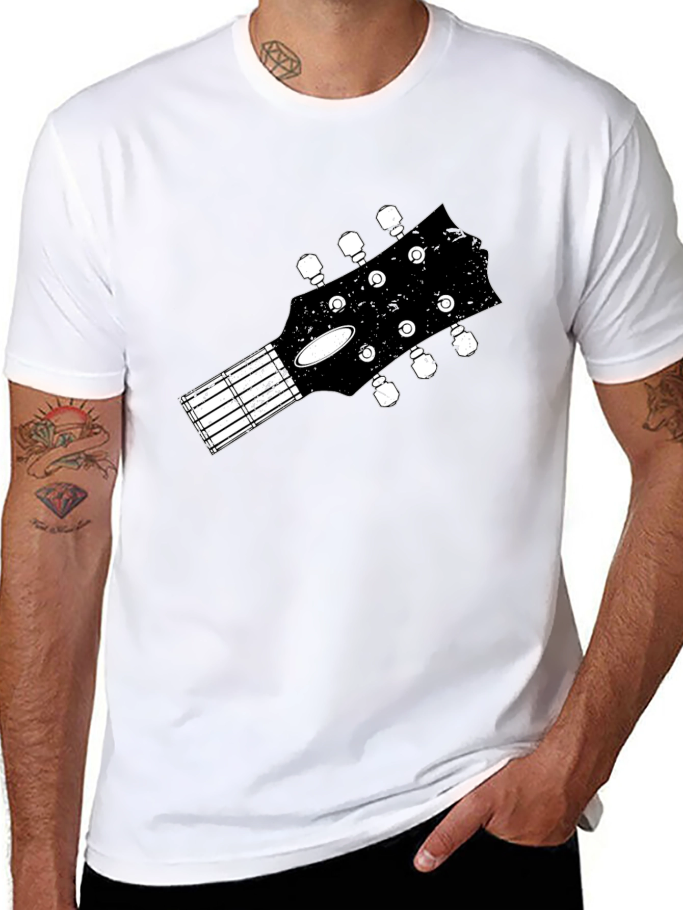 Guitar Headstock Graphic Tee - Black