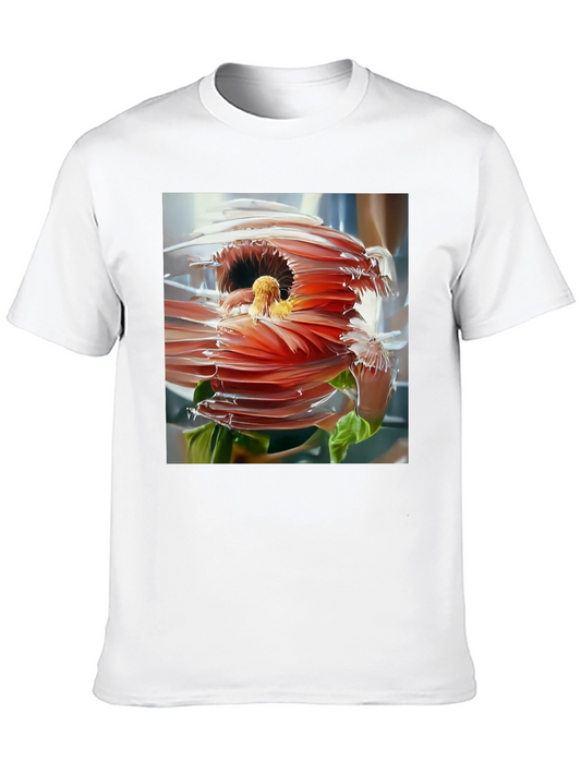 Abstract Flower Graphic Tee - Modern Style