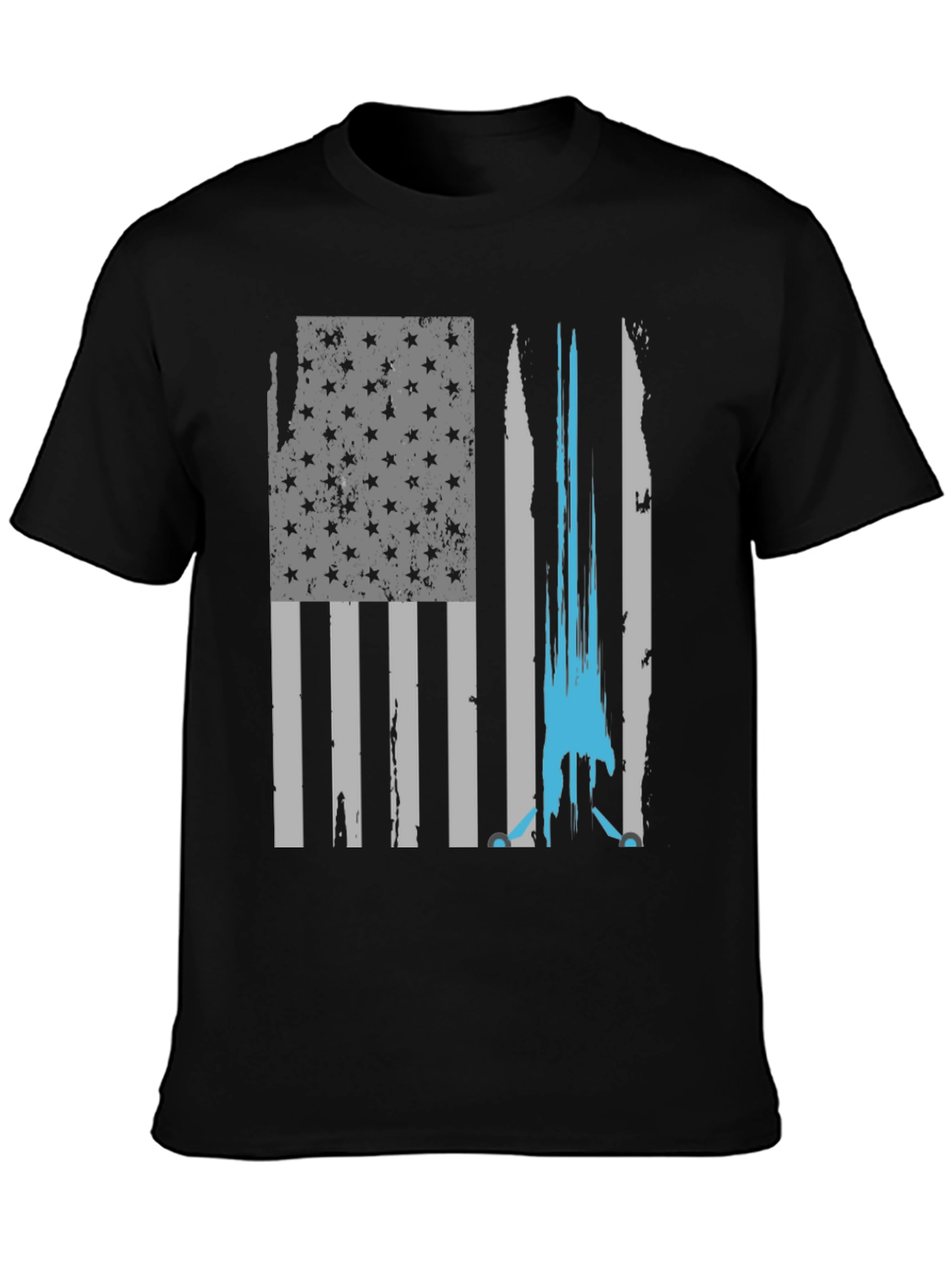 Distressed Flag & Hockey Player Graphic Tee