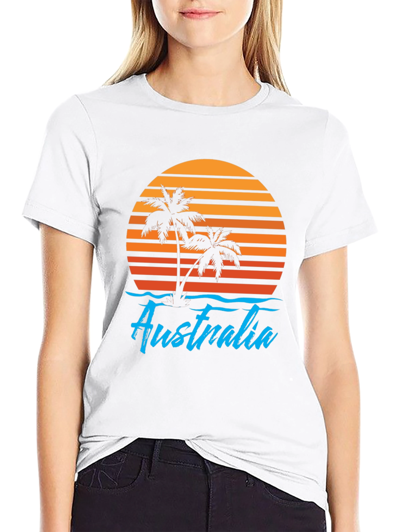 Australia Sunset Palm Tree Graphic T-Shirt