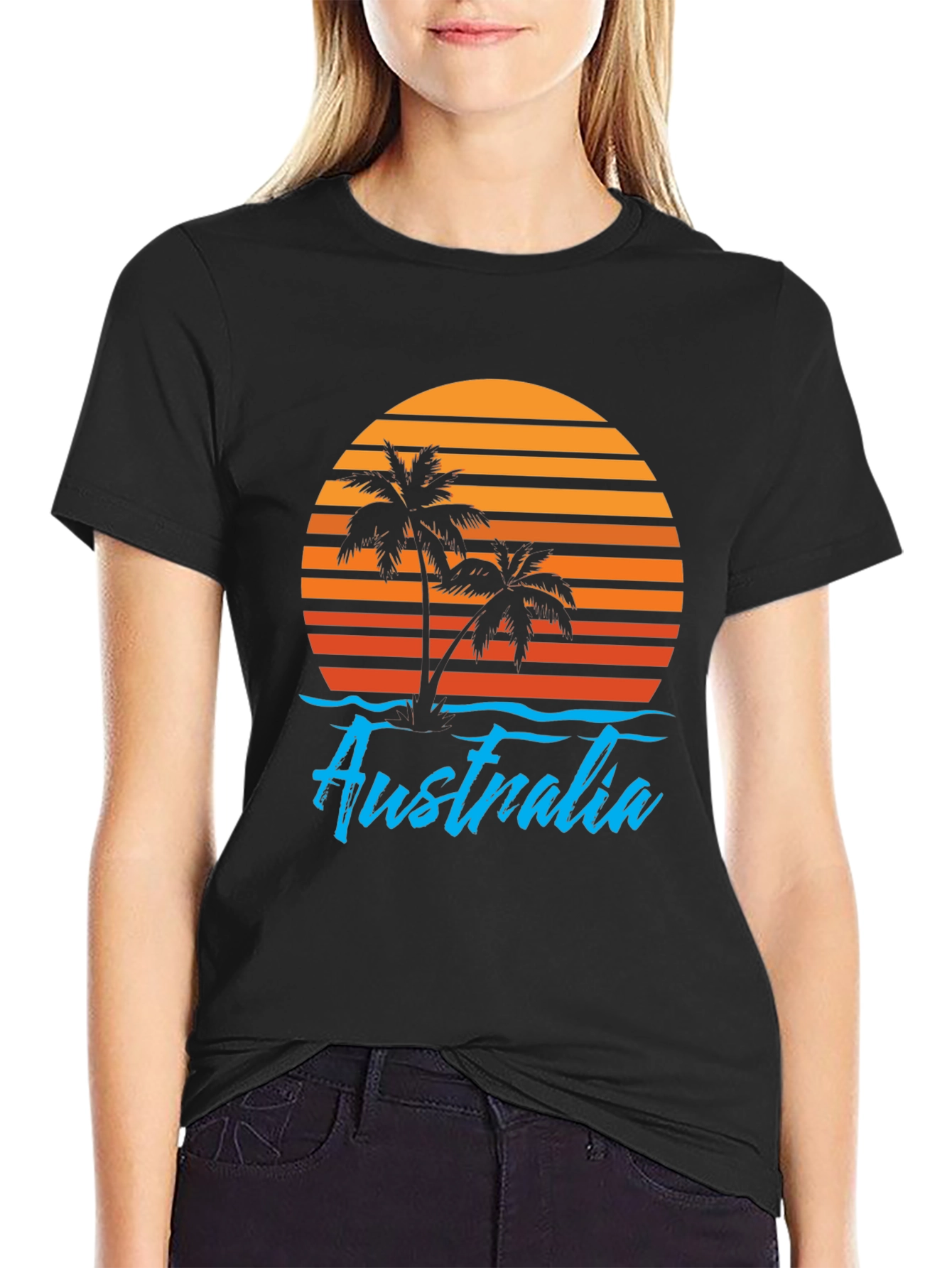 Australia Sunset Palm Tree Graphic T-Shirt