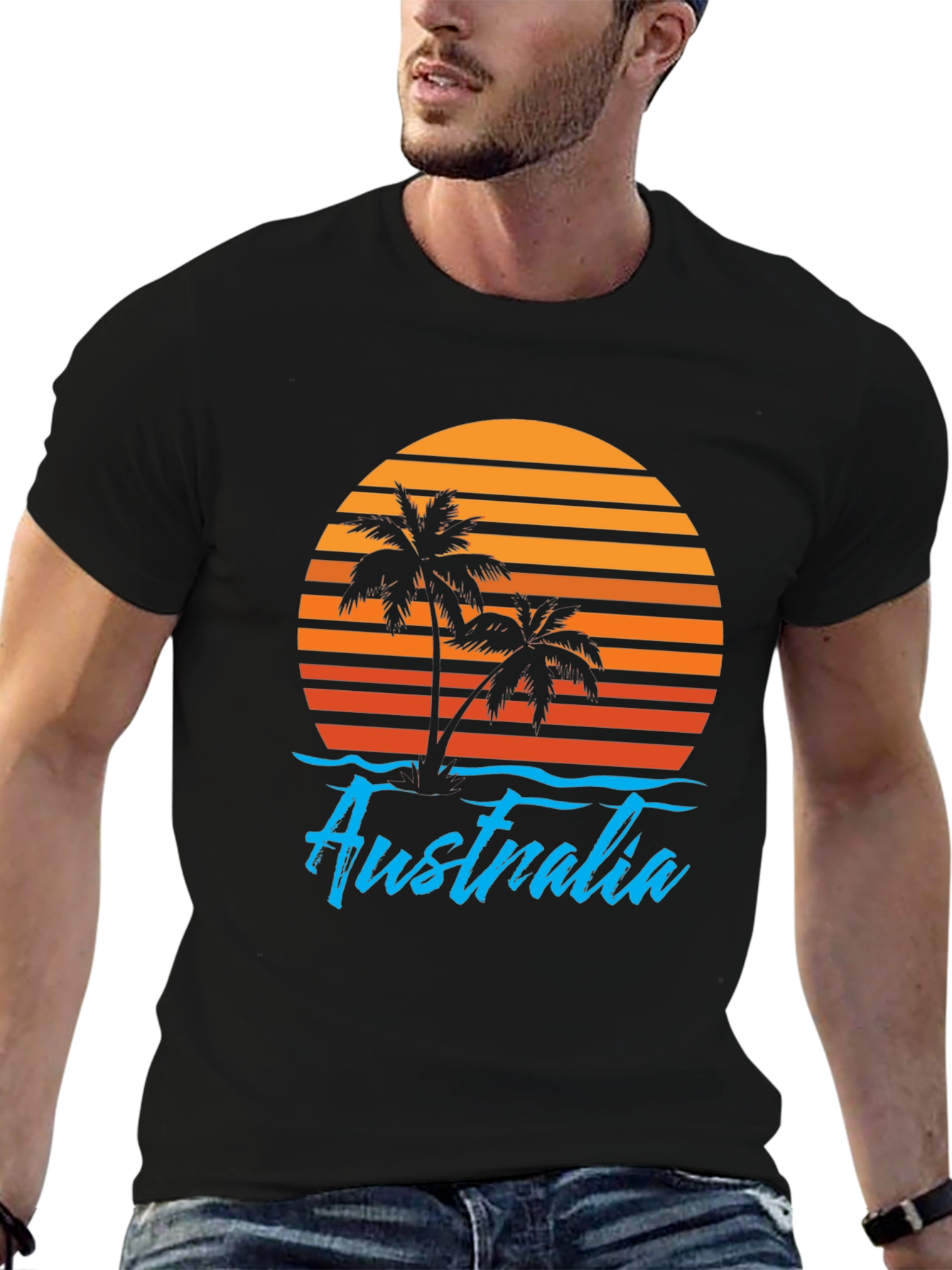Australia Sunset Palm Tree Graphic T-Shirt
