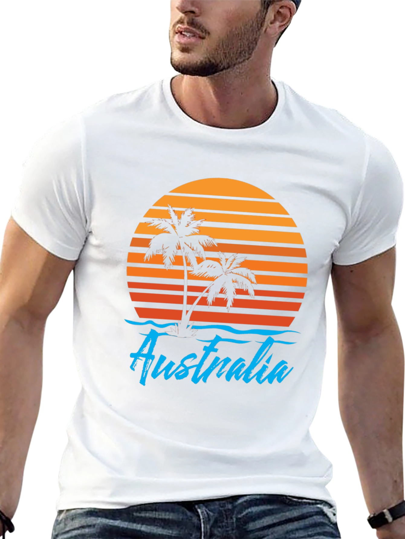 Australia Sunset Palm Tree Graphic T-Shirt