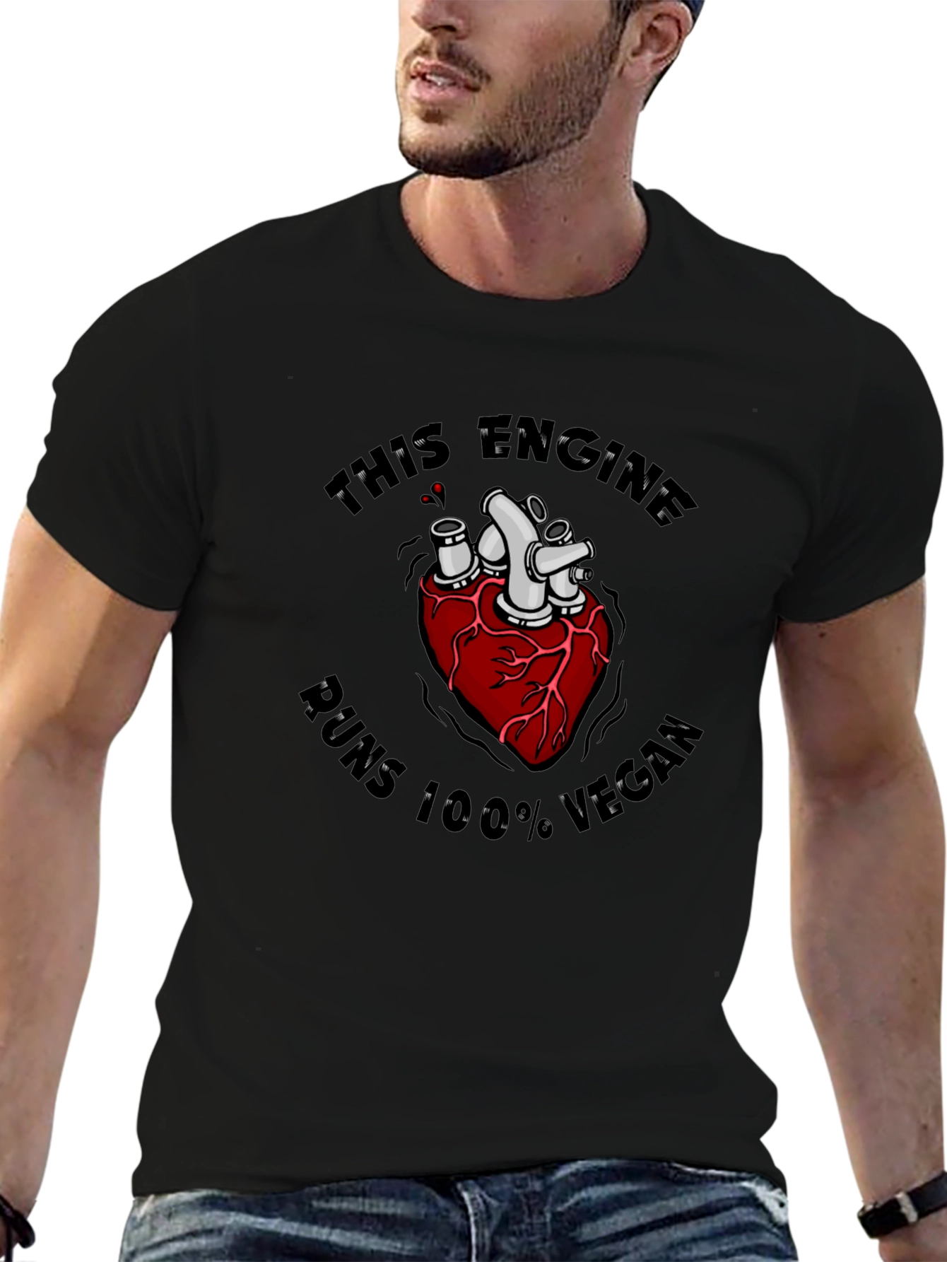 Vegan Engine Heart T-Shirt - Runs 100% Vegan