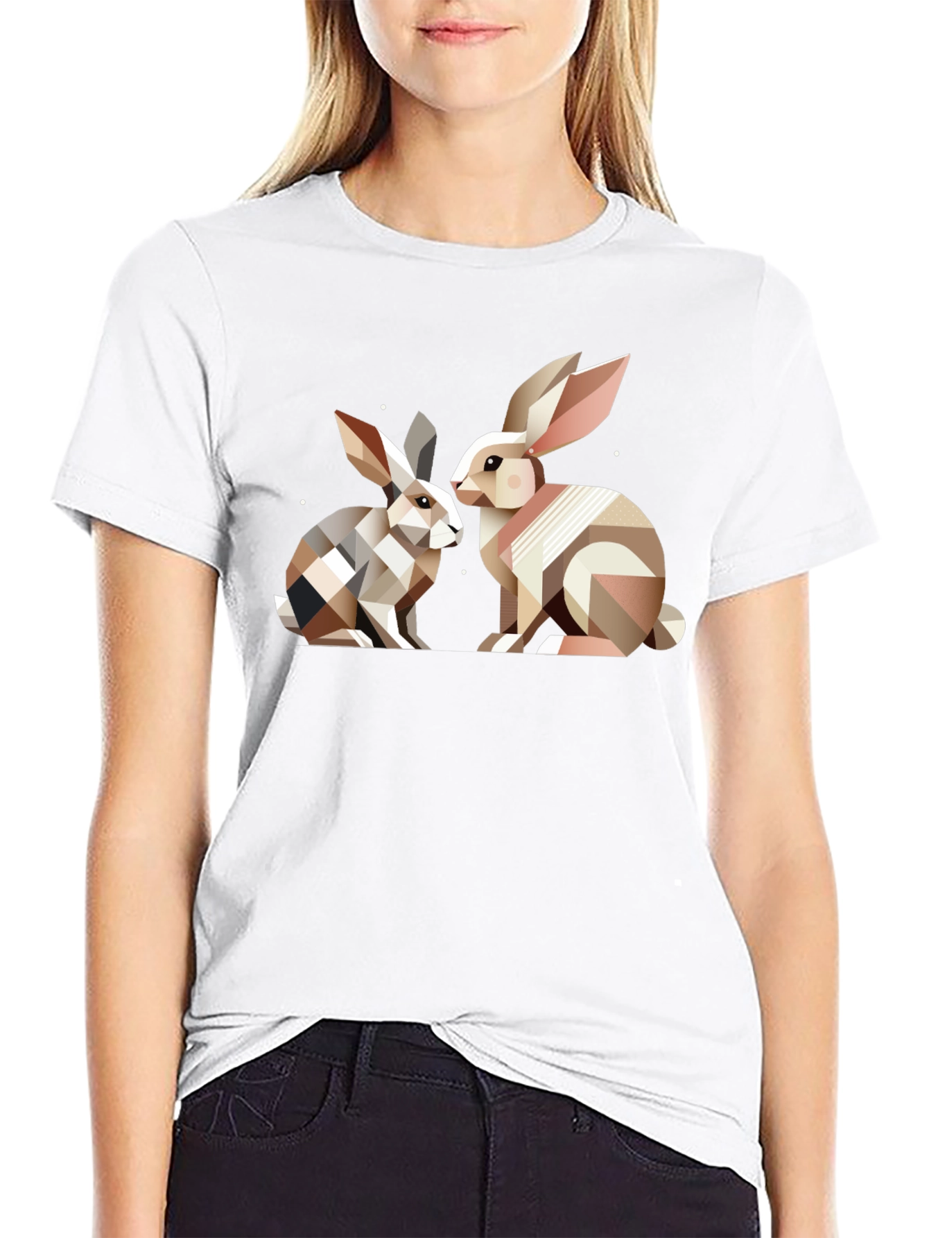 Geometric Rabbit T-Shirt - Abstract Bunny Design
