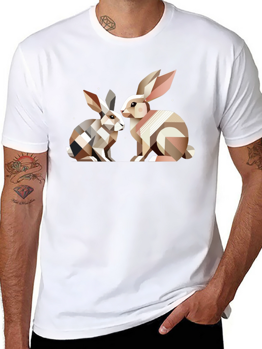 Geometric Rabbit T-Shirt - Abstract Bunny Design
