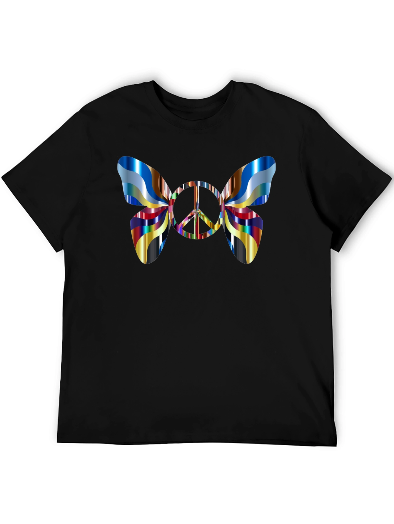 Peace Sign Butterfly Graphic Tee - Black