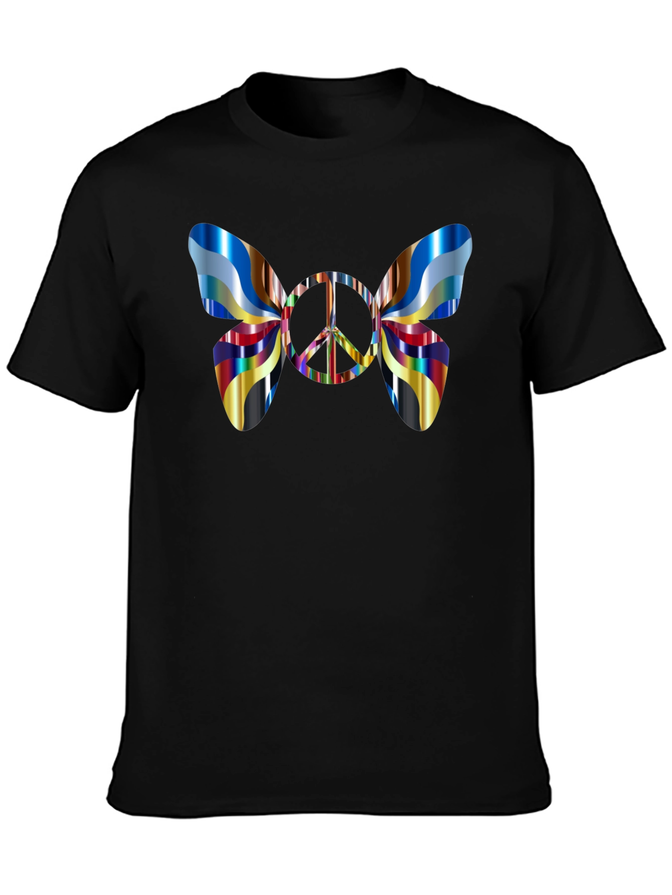 Peace Sign Butterfly Graphic Tee - Black