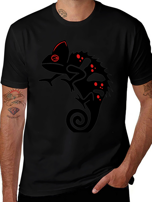 Black Chameleon Graphic Tee - Unique Reptile Design