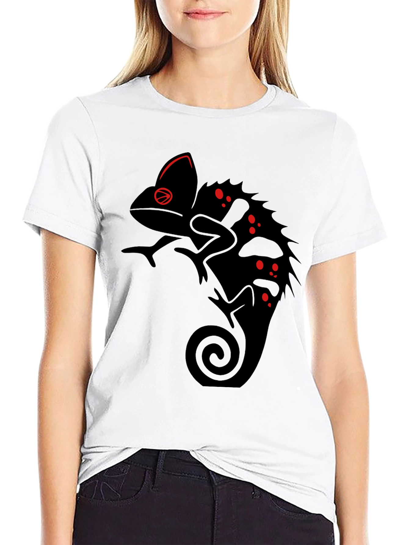 Black Chameleon Graphic Tee - Unique Reptile Design