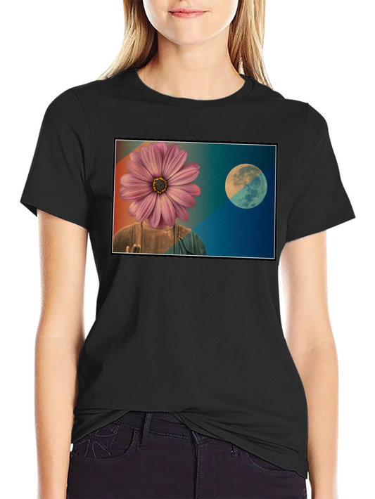 Floral Buddha Moon T-Shirt - Zen Style Graphic Tee