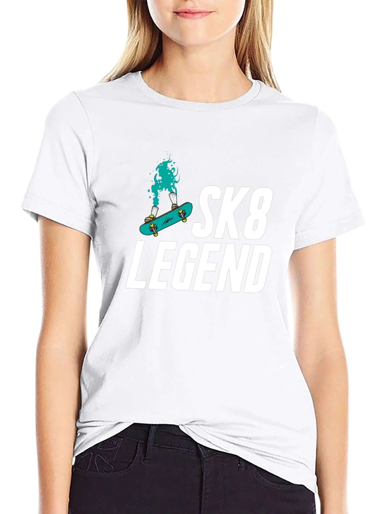 Sk8 Legend Graphic Tee - Black Cotton Blend T-Shirt