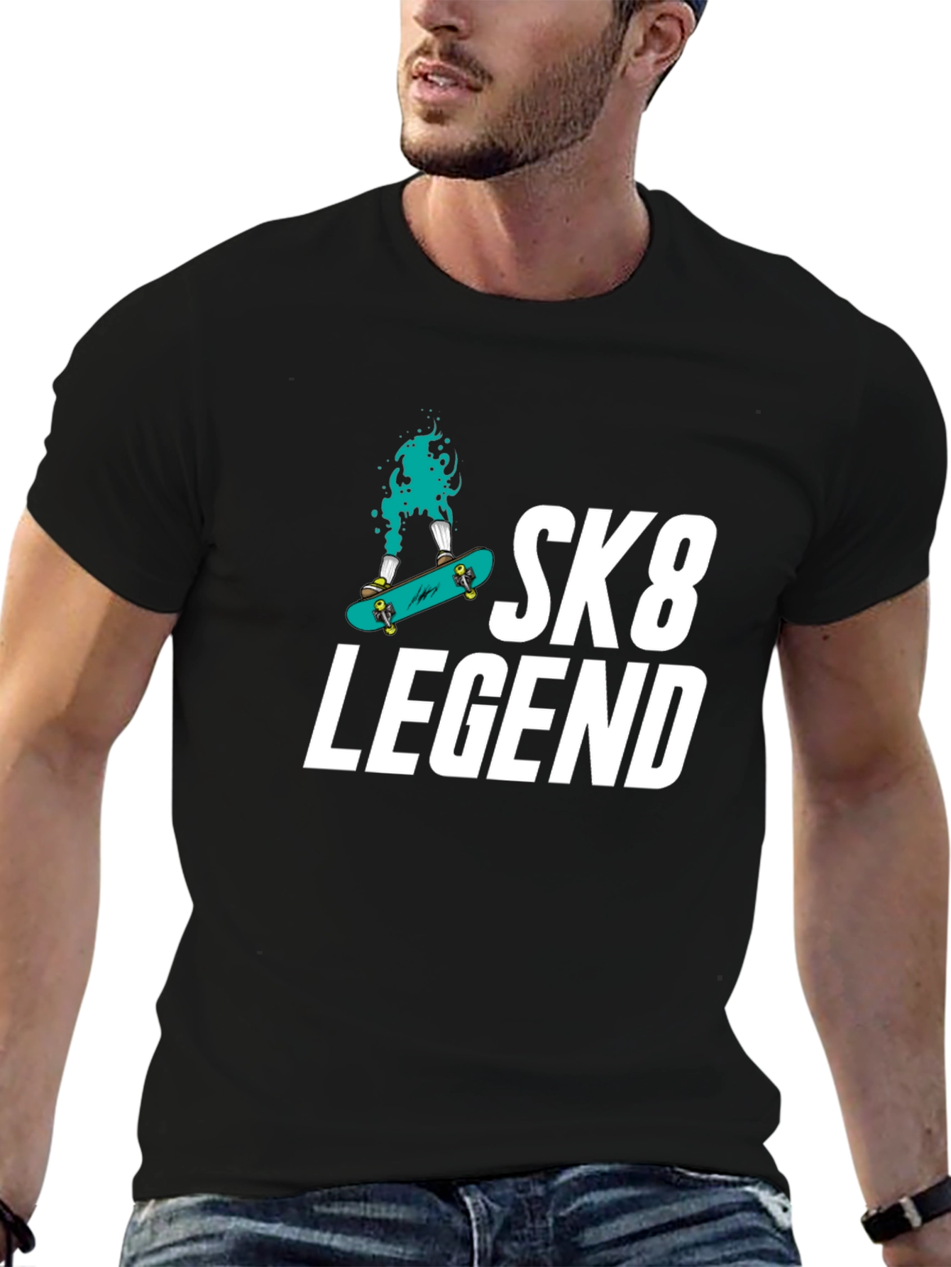 Sk8 Legend Graphic Tee - Black Cotton Blend T-Shirt