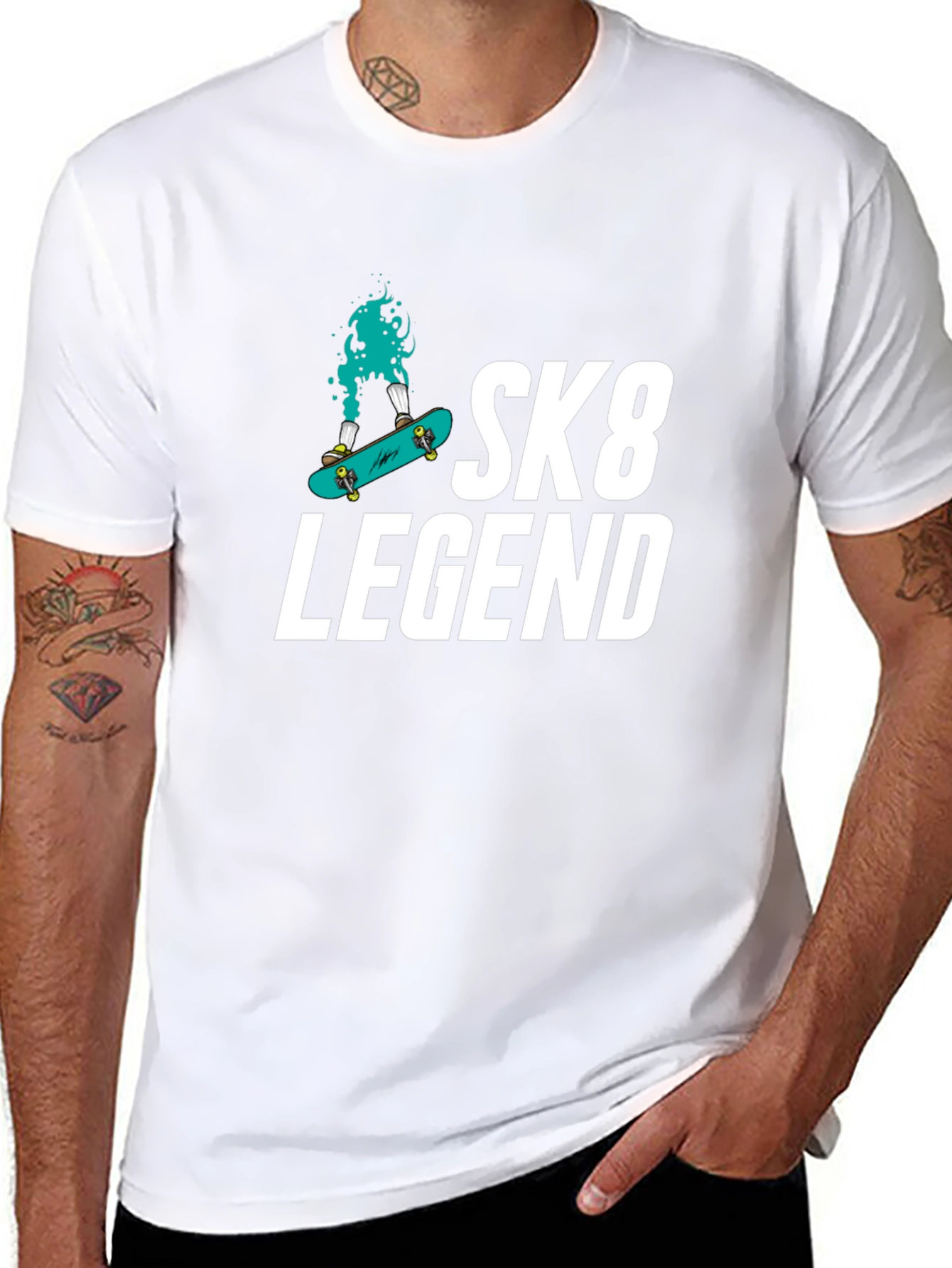 Sk8 Legend Graphic Tee - Black Cotton Blend T-Shirt